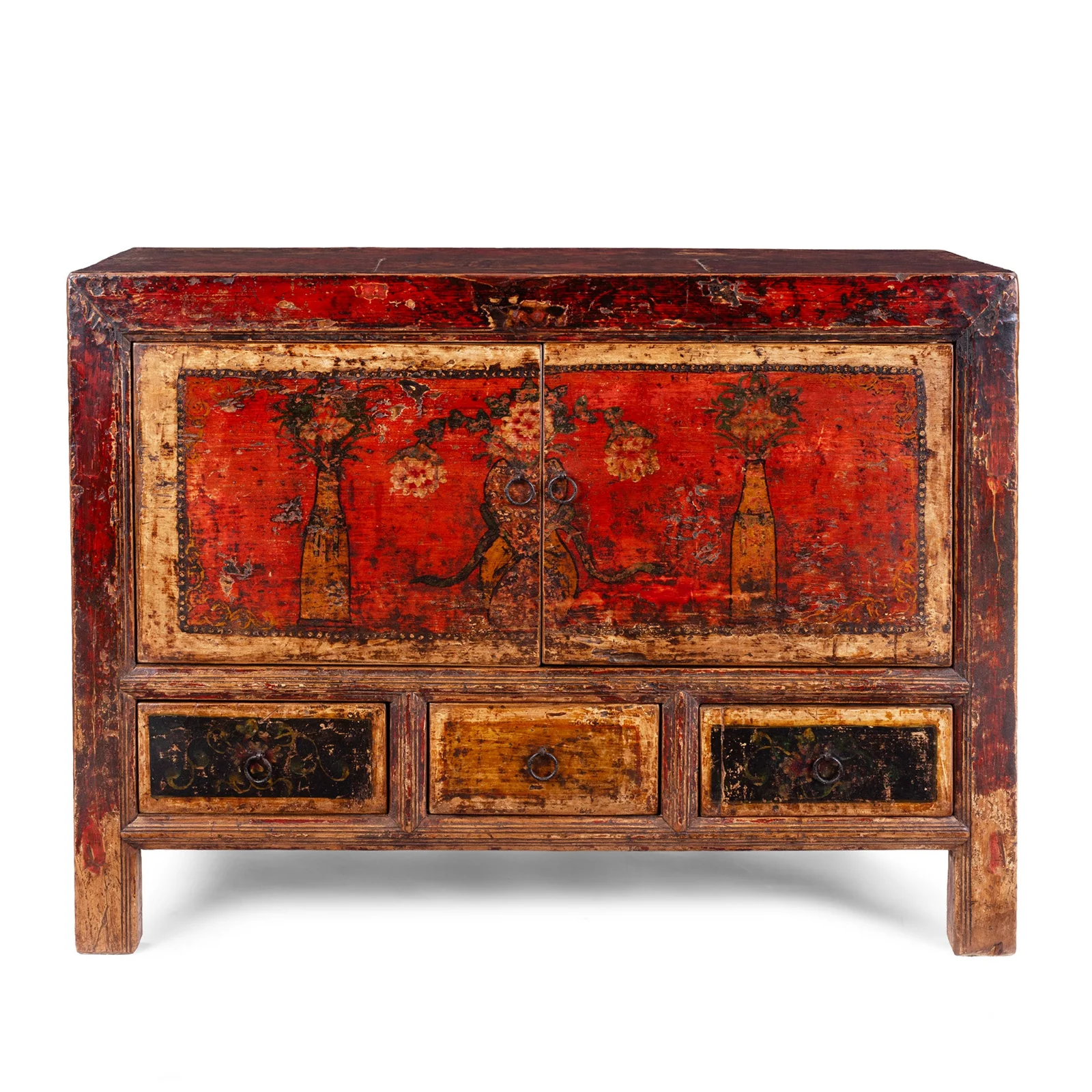 Painted 3 Drawer Sideboard From Mongolia - 19th Century