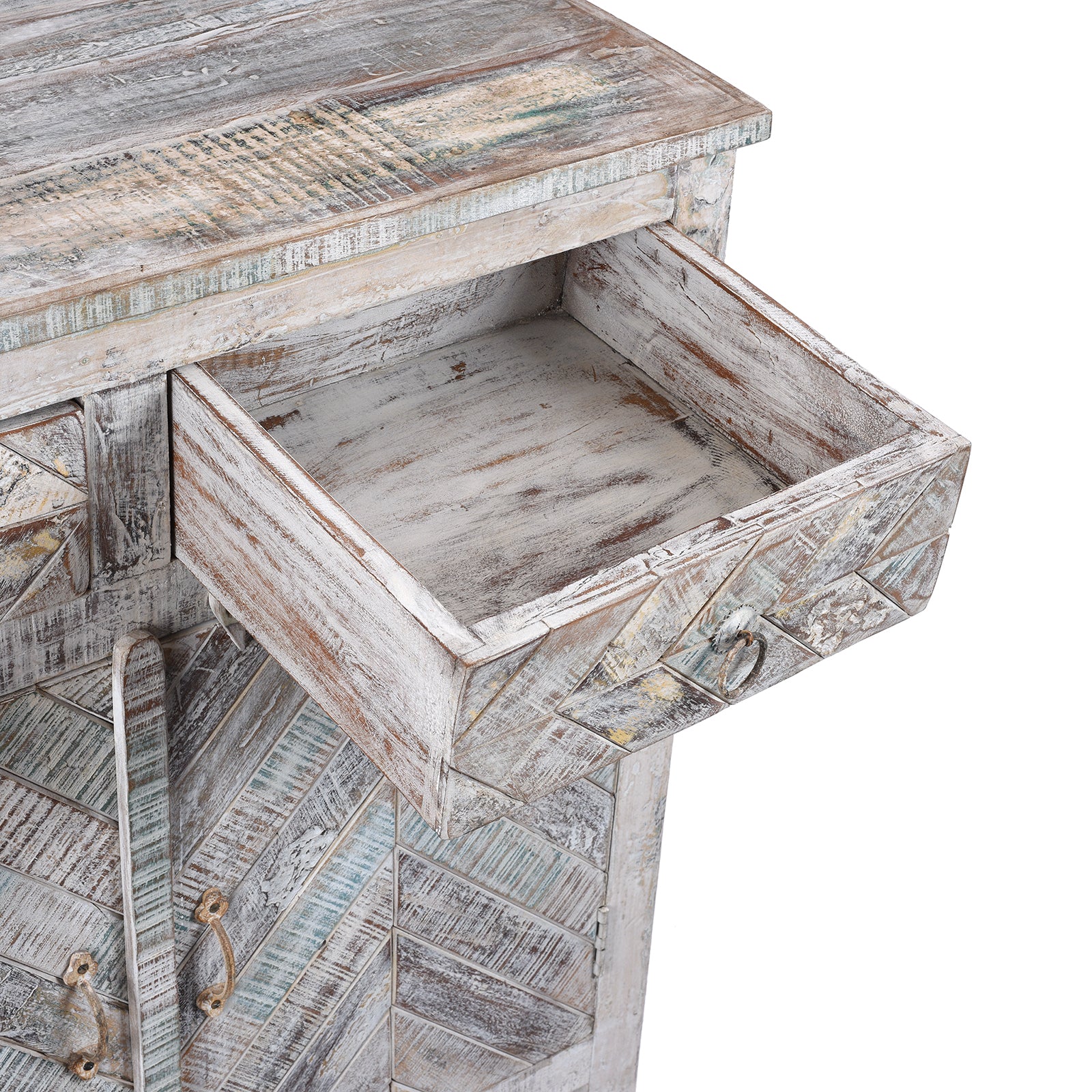 2 Door Parquet Side Cabinet Made From Reclaimed Teak - Image 7