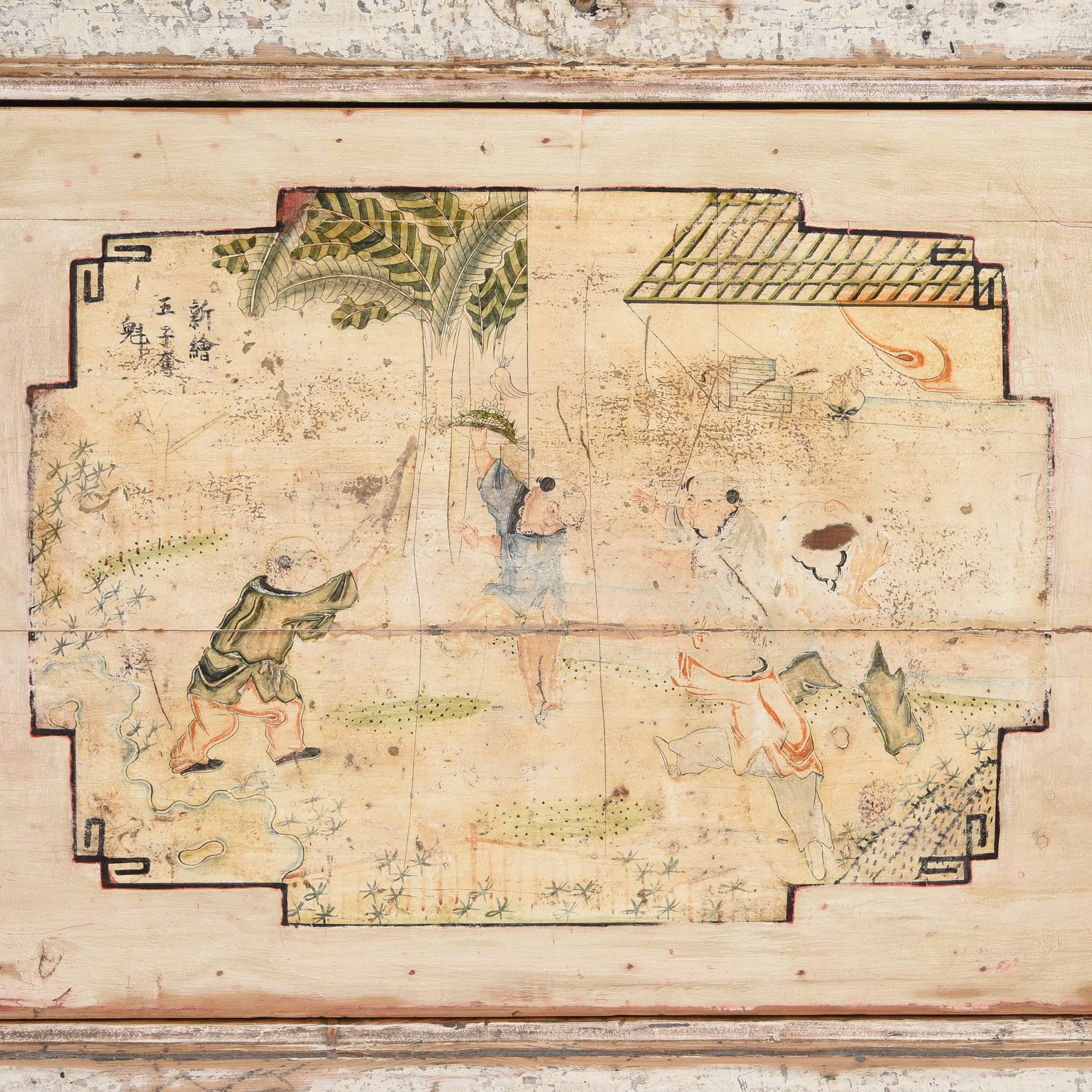 2 Door White Painted Mongolian Sideboard - 19thC - Image 3