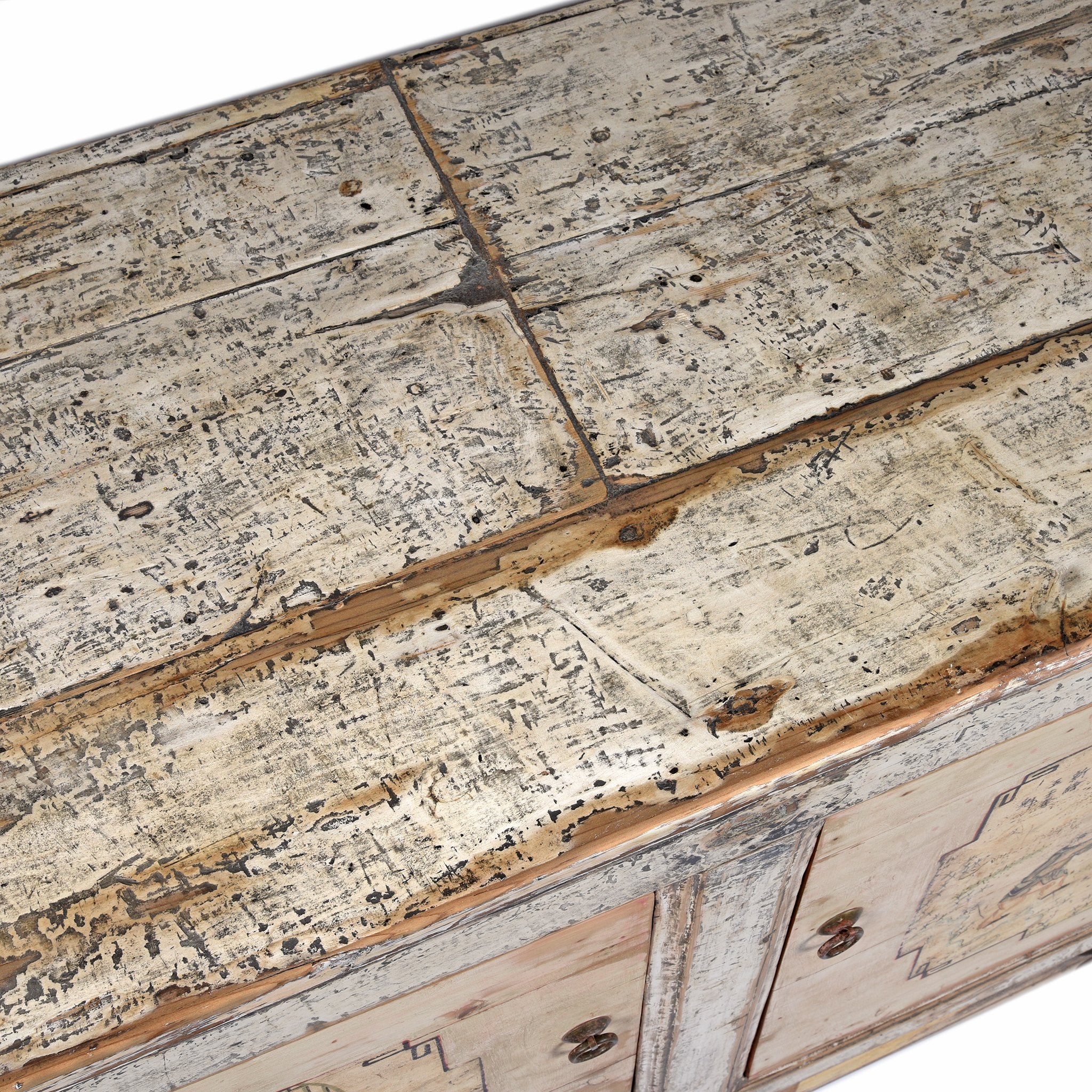 2 Door White Painted Mongolian Sideboard - 19thC - Image 6