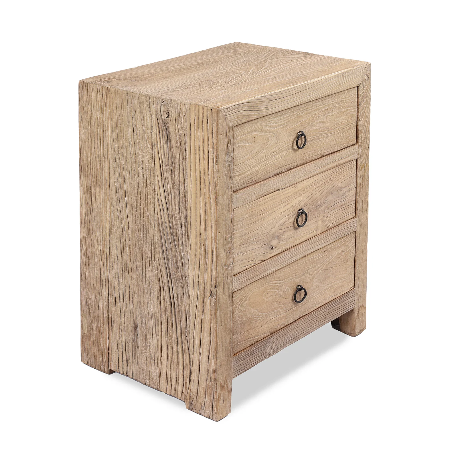 3 Drawer Bedside Cabinet Made From Old Elm - Image 2