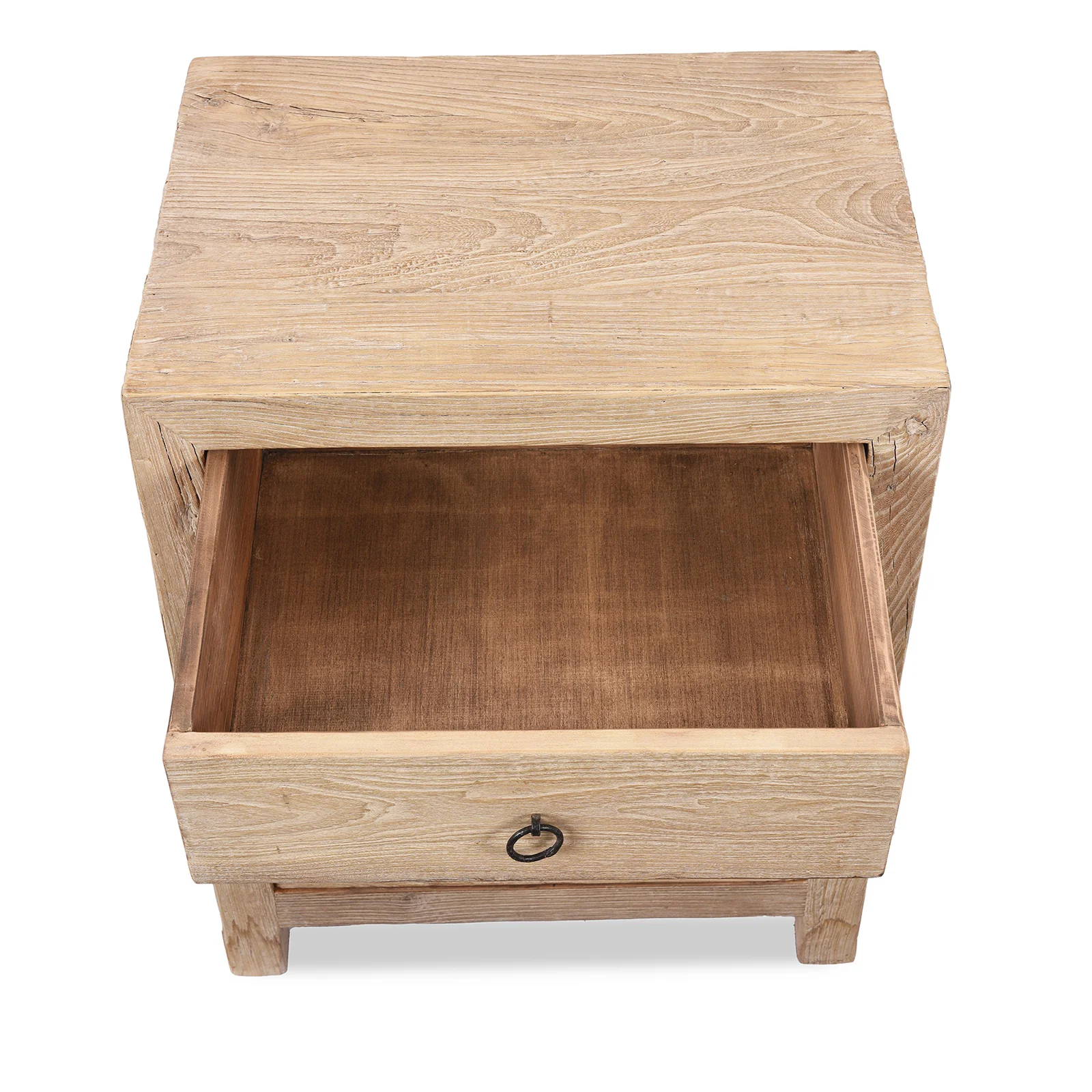 3 Drawer Bedside Cabinet Made From Old Elm - Image 4