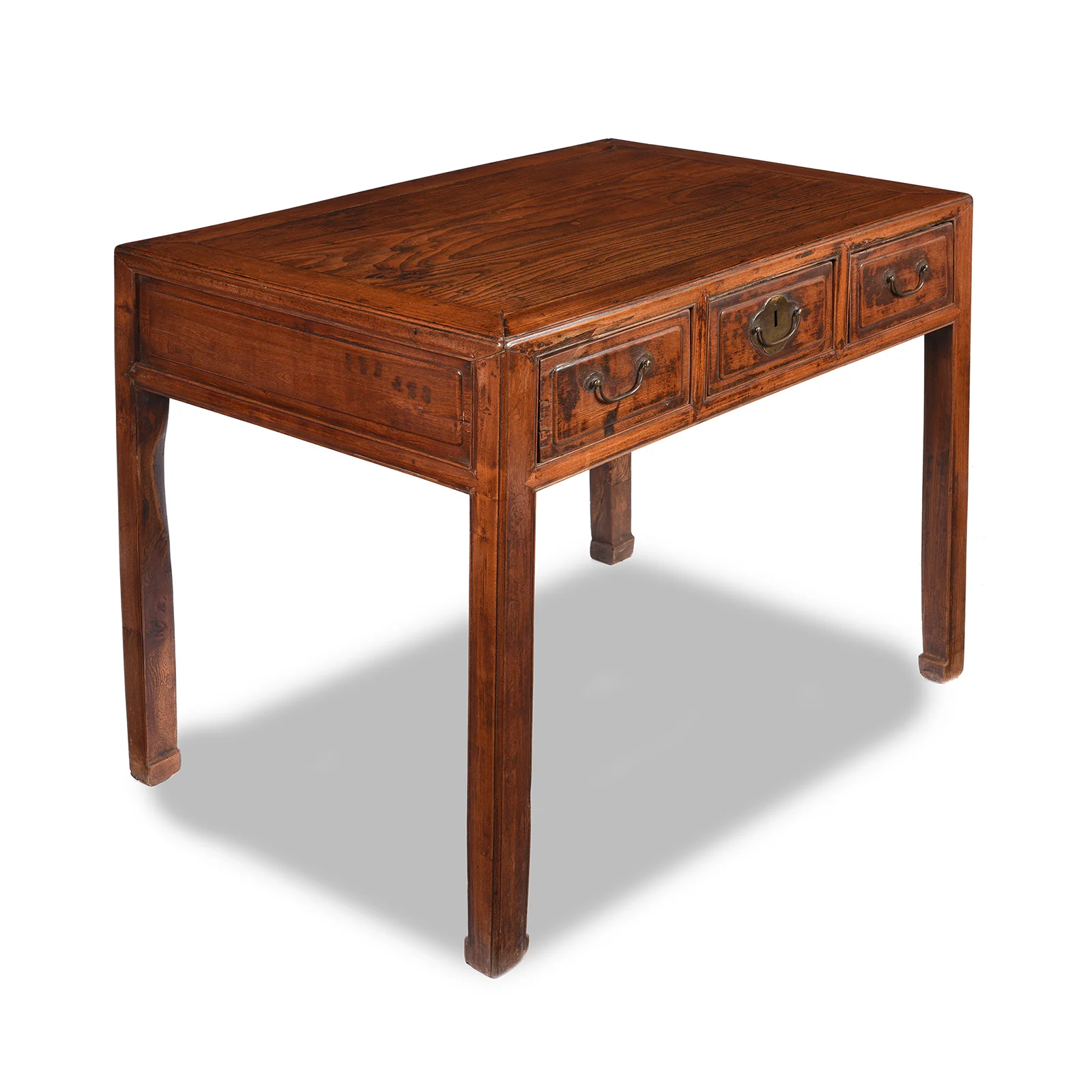3 Drawer Red Elm Desk From Shanxi - 19thC - Image 3