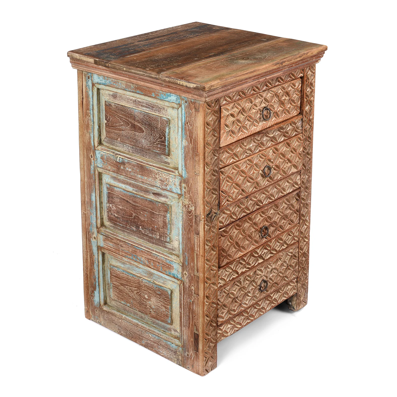 4 Drawer Bedside Cabinet Made From Reclaimed Teak - Image 3