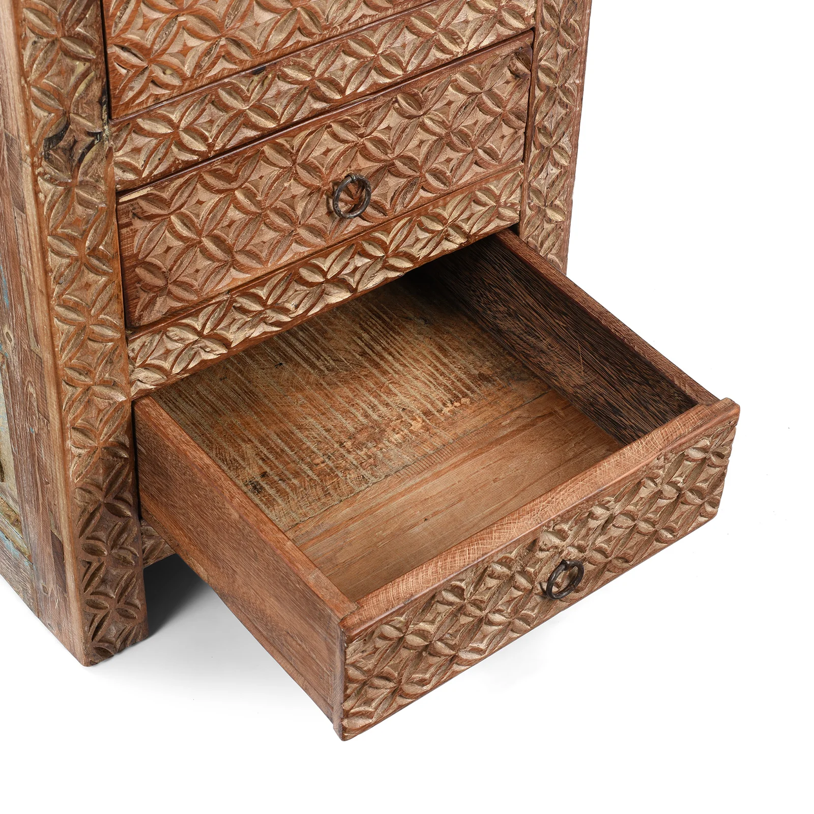 4 Drawer Bedside Cabinet Made From Reclaimed Teak - Image 5