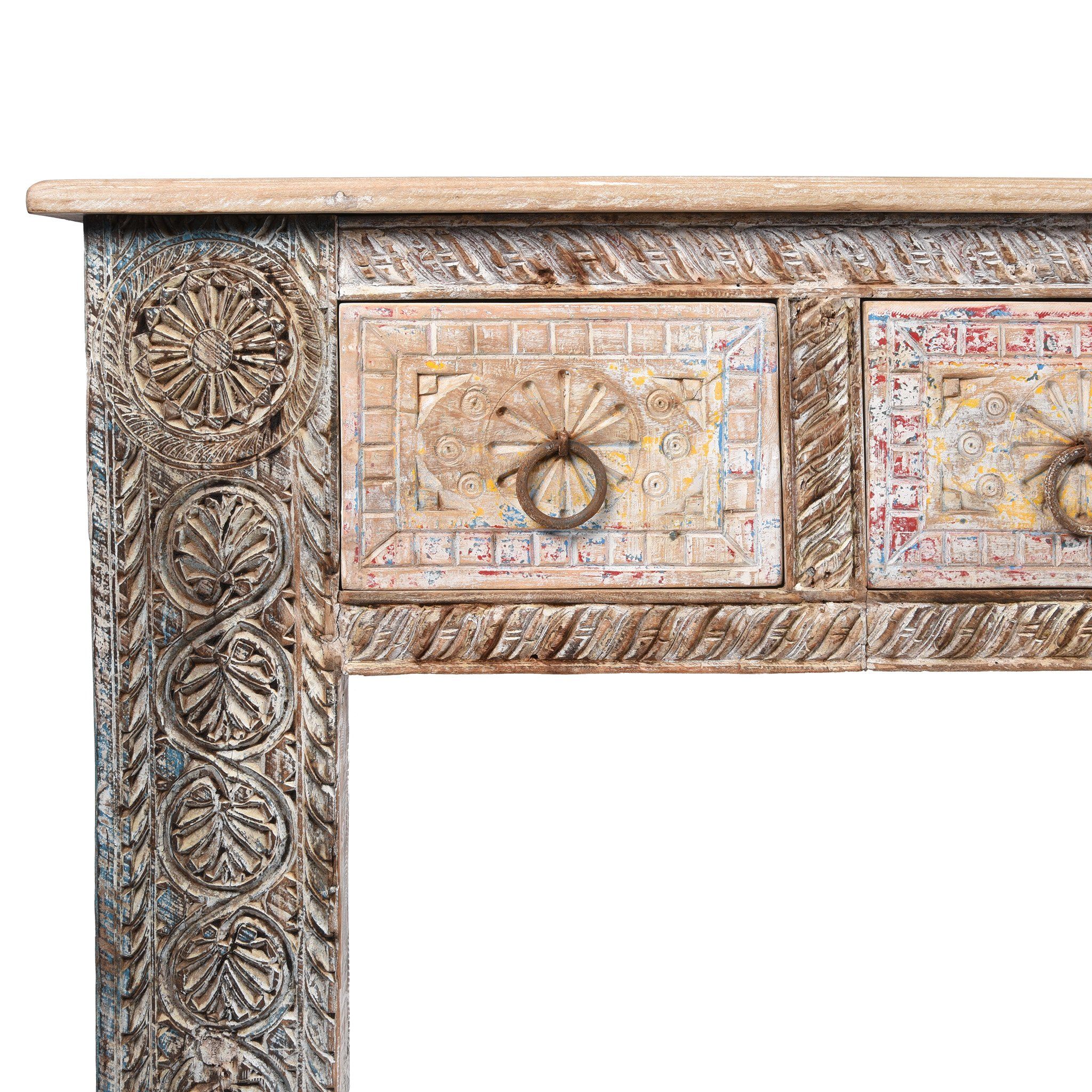 4 Drawer Painted Console Table Made From Reclaimed Teak - Image 2