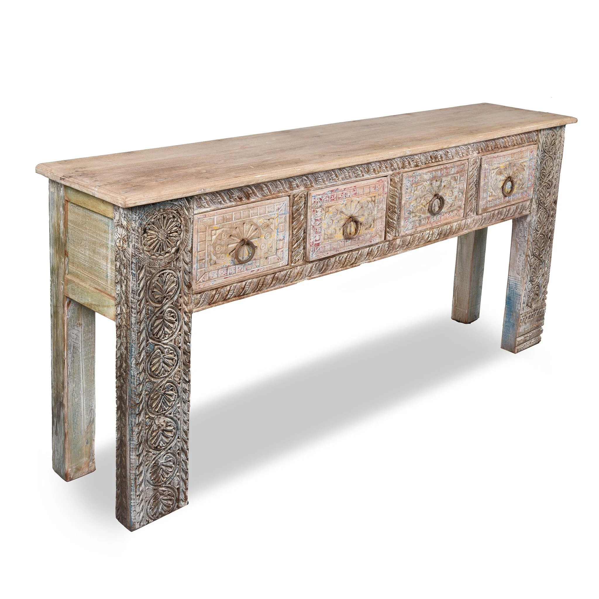4 Drawer Painted Console Table Made From Reclaimed Teak - Image 3
