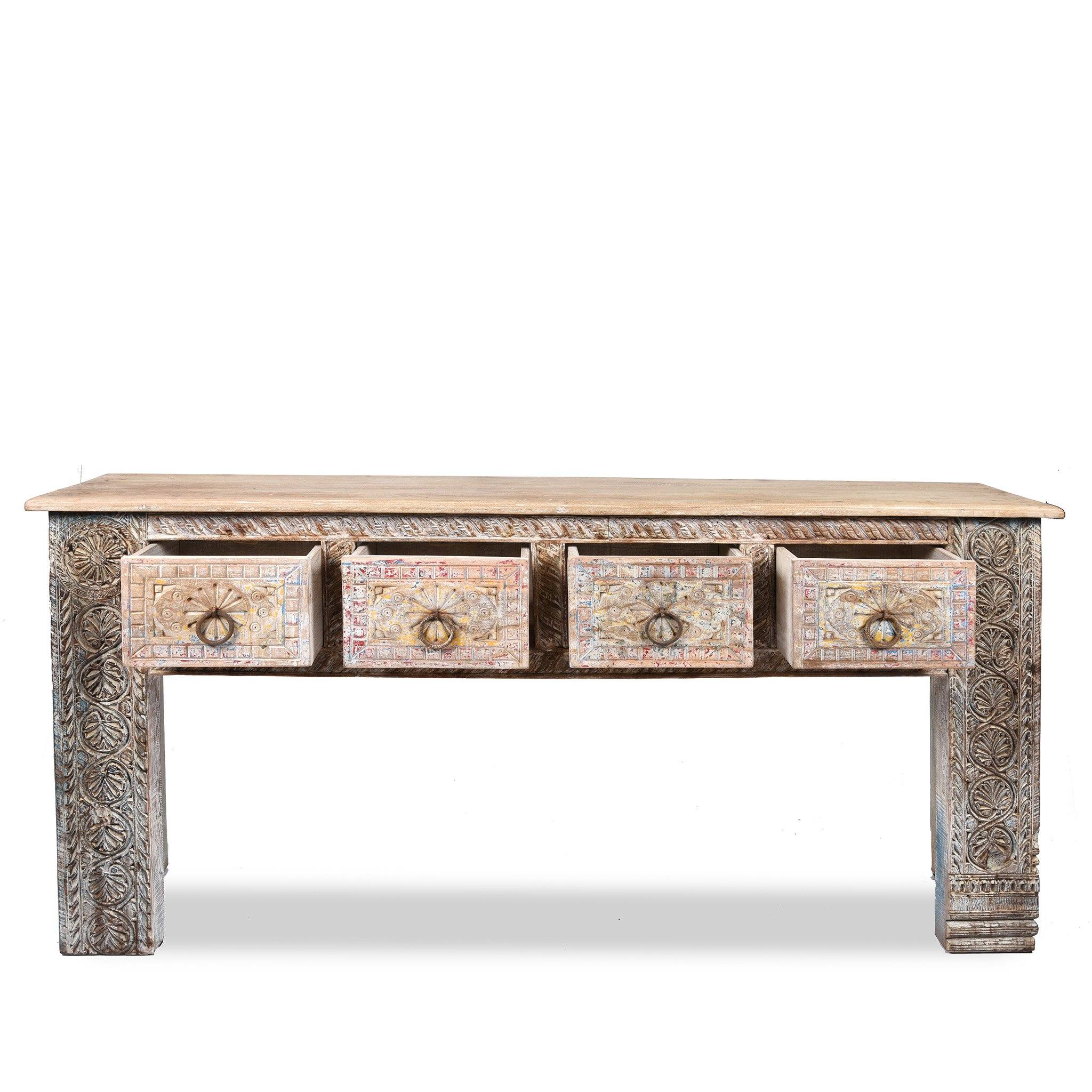 4 Drawer Painted Console Table Made From Reclaimed Teak - Image 4