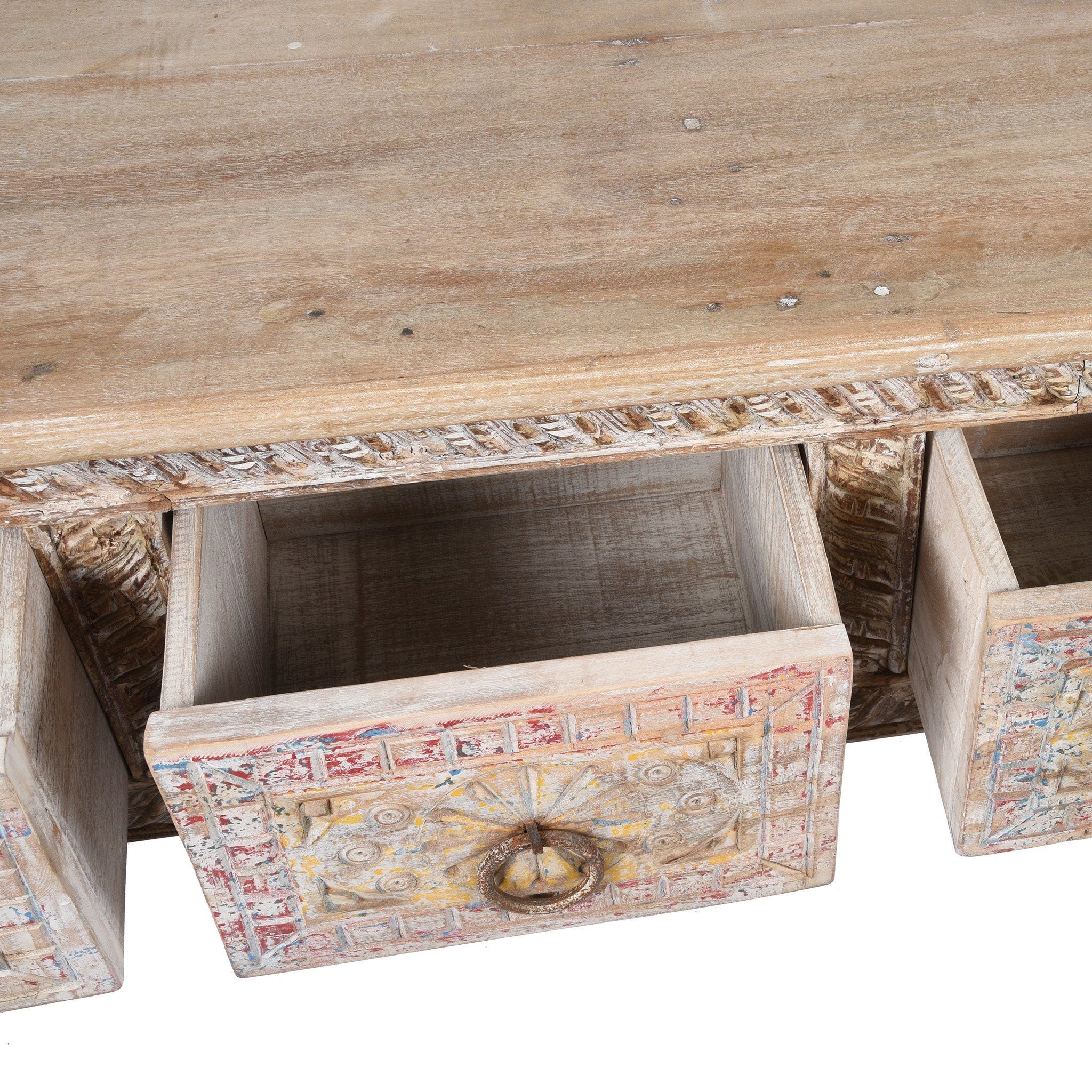4 Drawer Painted Console Table Made From Reclaimed Teak - Image 7