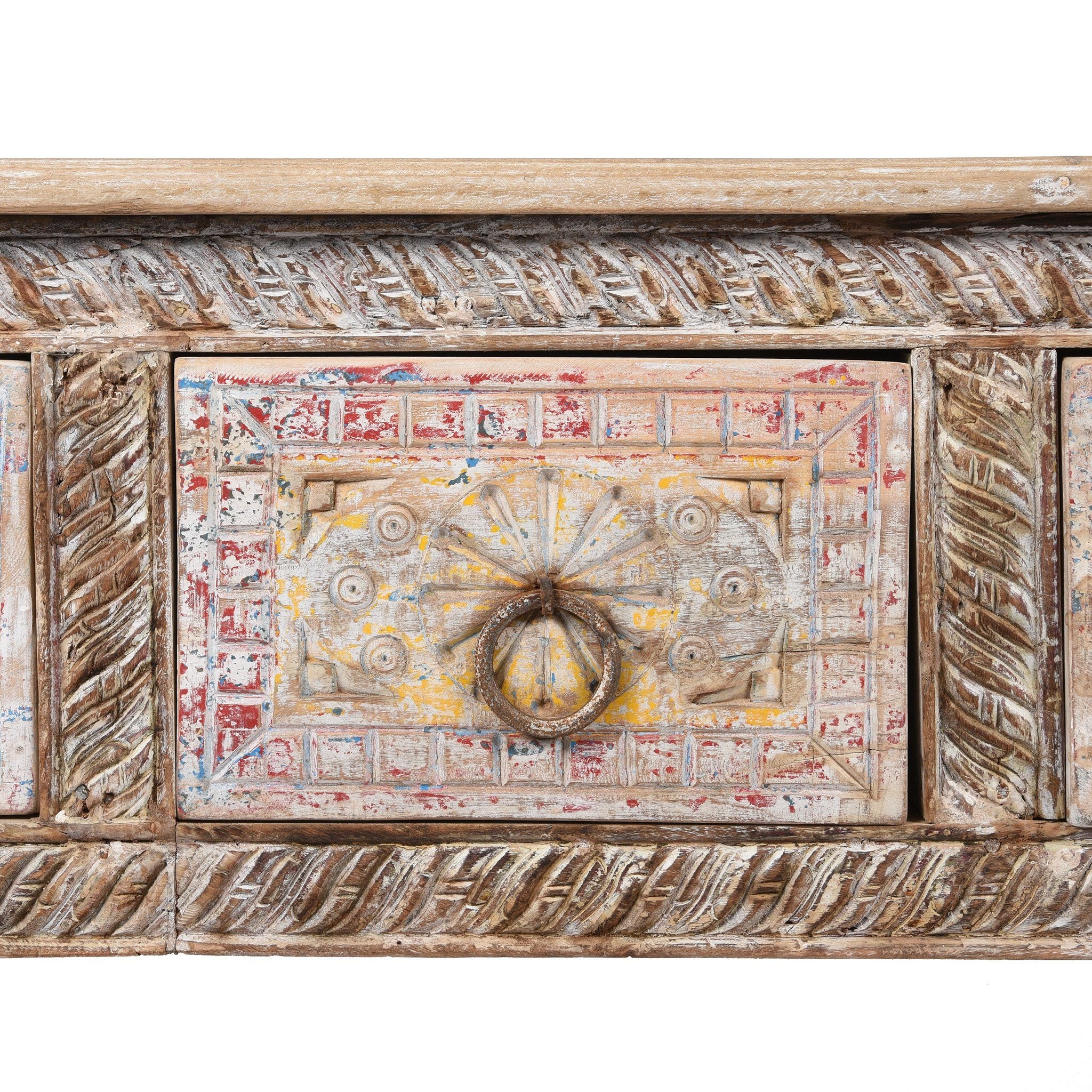 4 Drawer Painted Console Table Made From Reclaimed Teak - Image 8