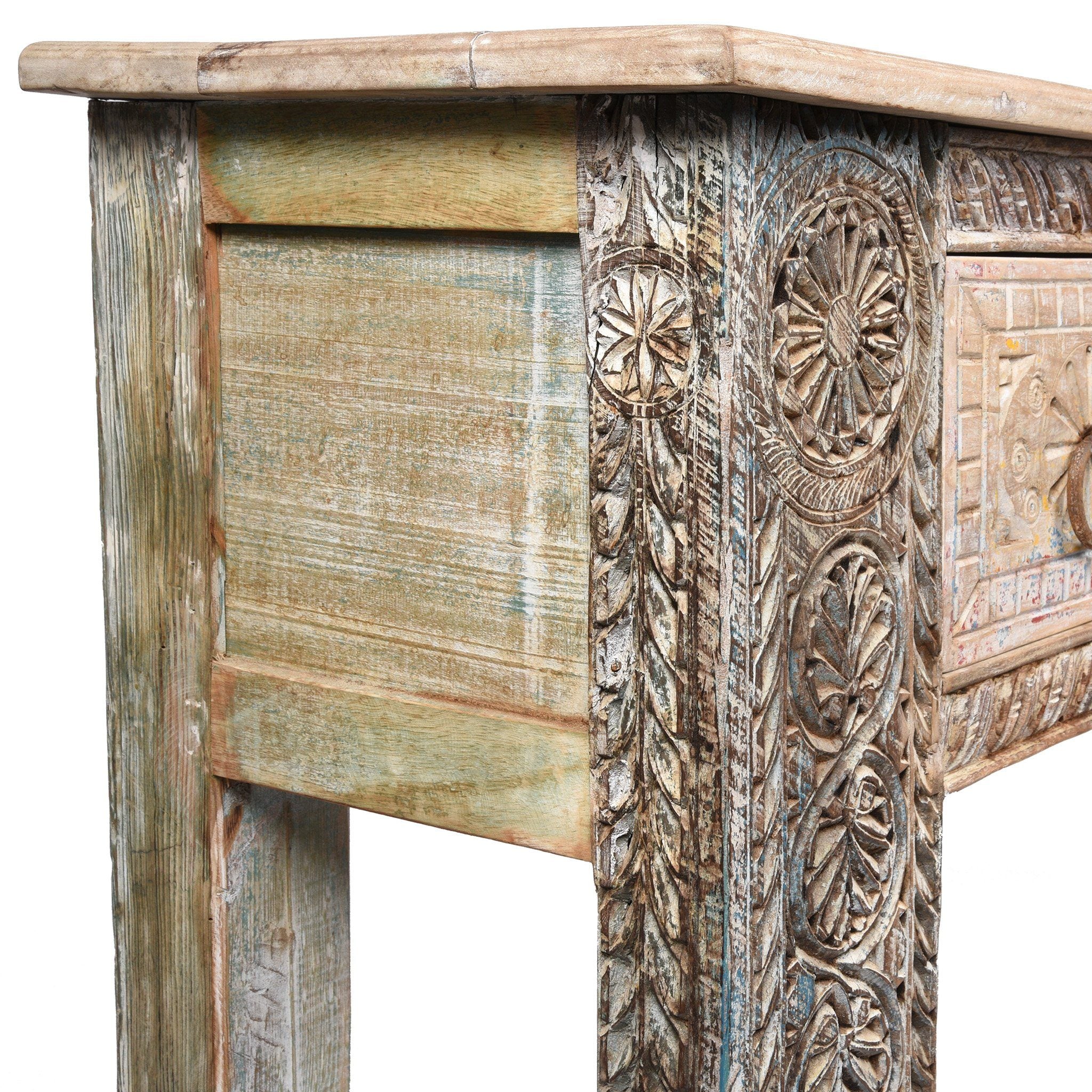4 Drawer Painted Console Table Made From Reclaimed Teak - Image 9