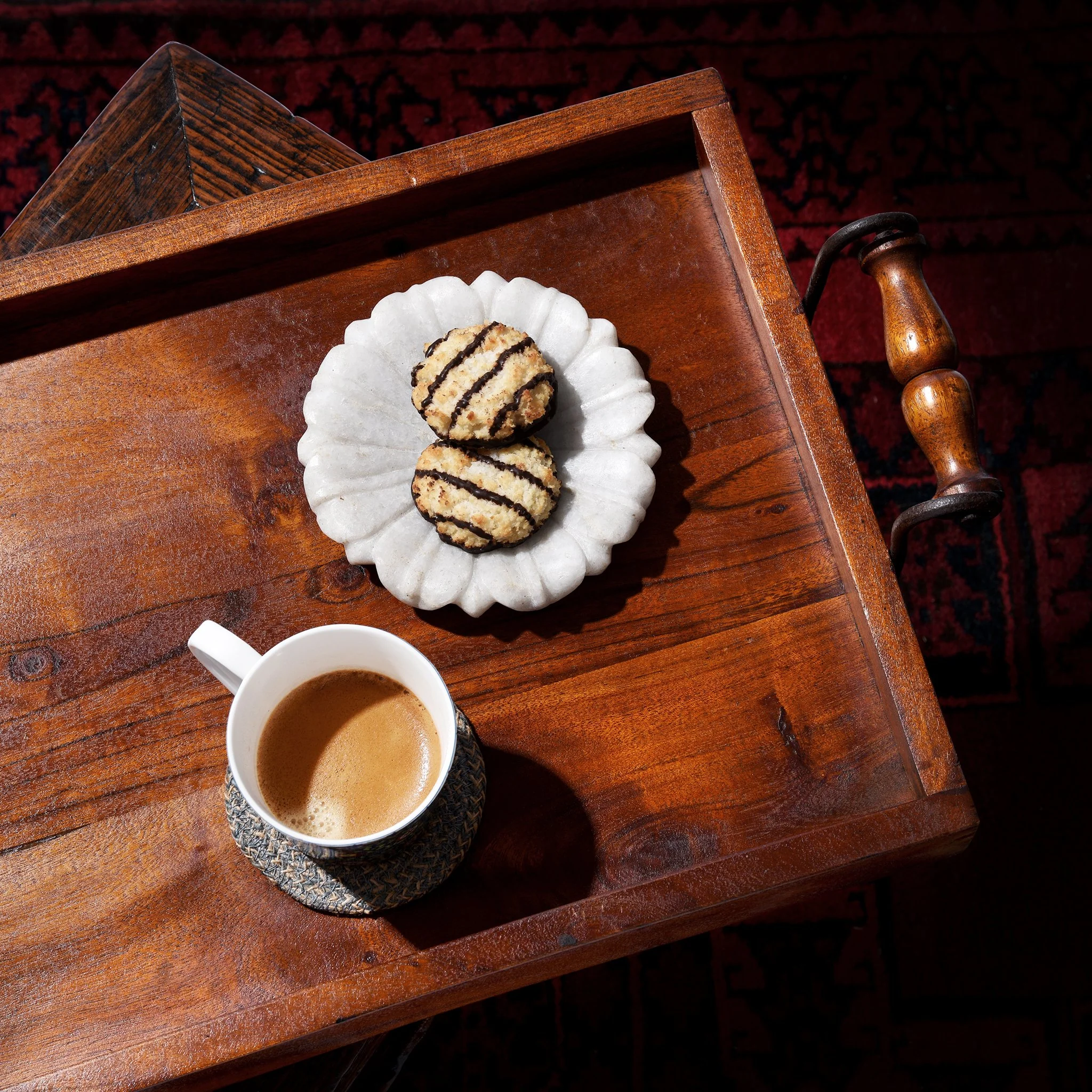 Sturdy Tea Tray with Iron Handles - Image 2
