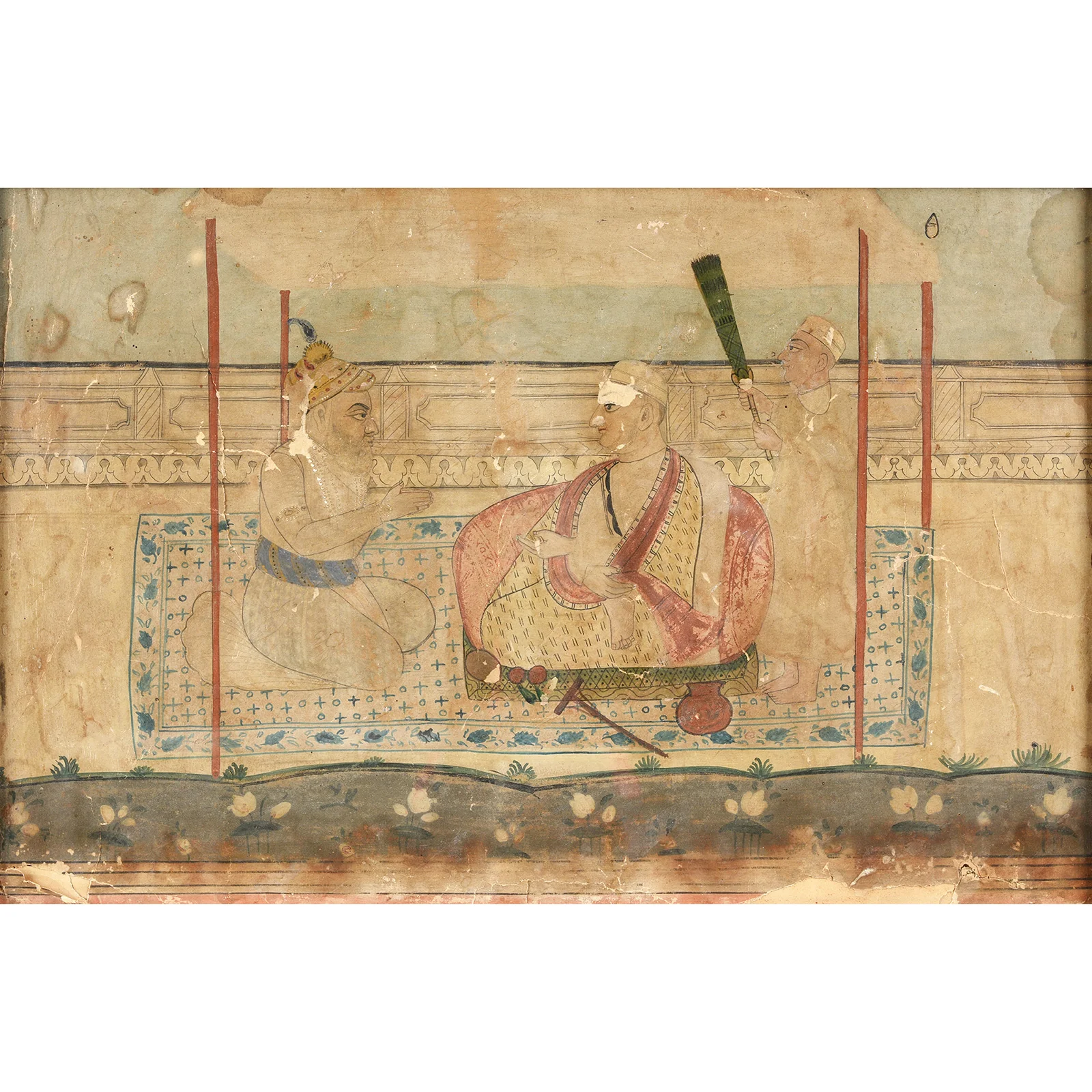 Framed Watercolour Of A Mughal Court Scene - 18th Century - Image 2