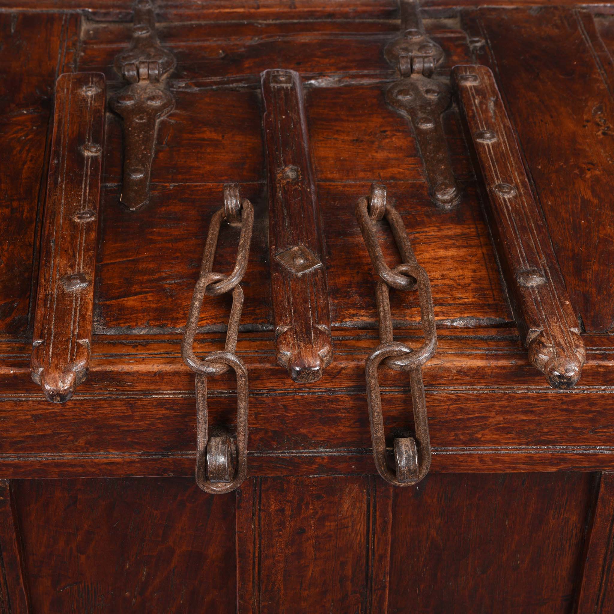 Teak Stick Chest From Banswara Tribal Area - 19thC - Image 8