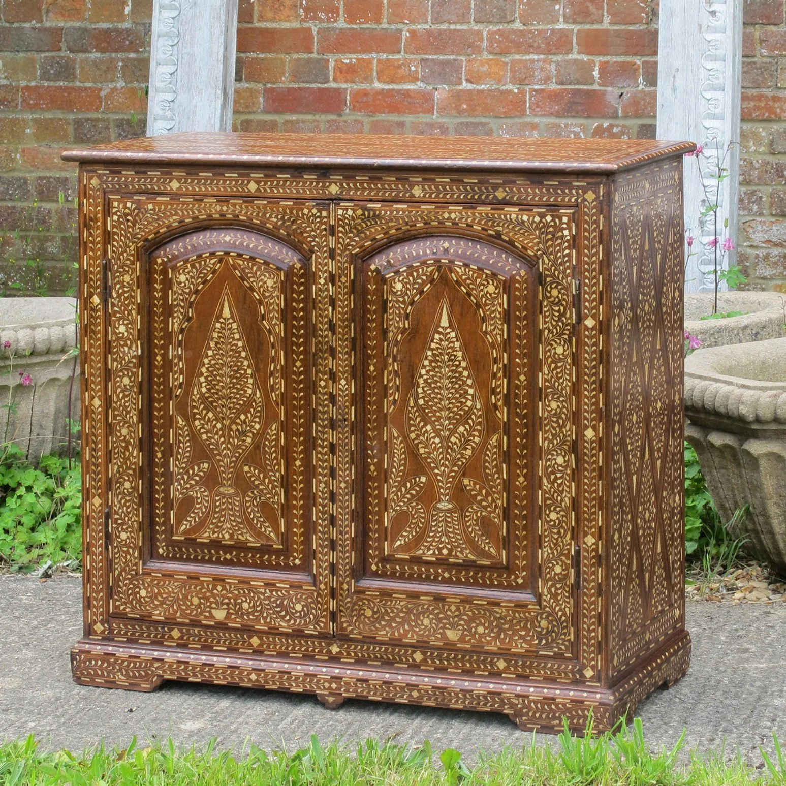 Old Teakwood Cabinet With Later Bone Inlay - Image 2