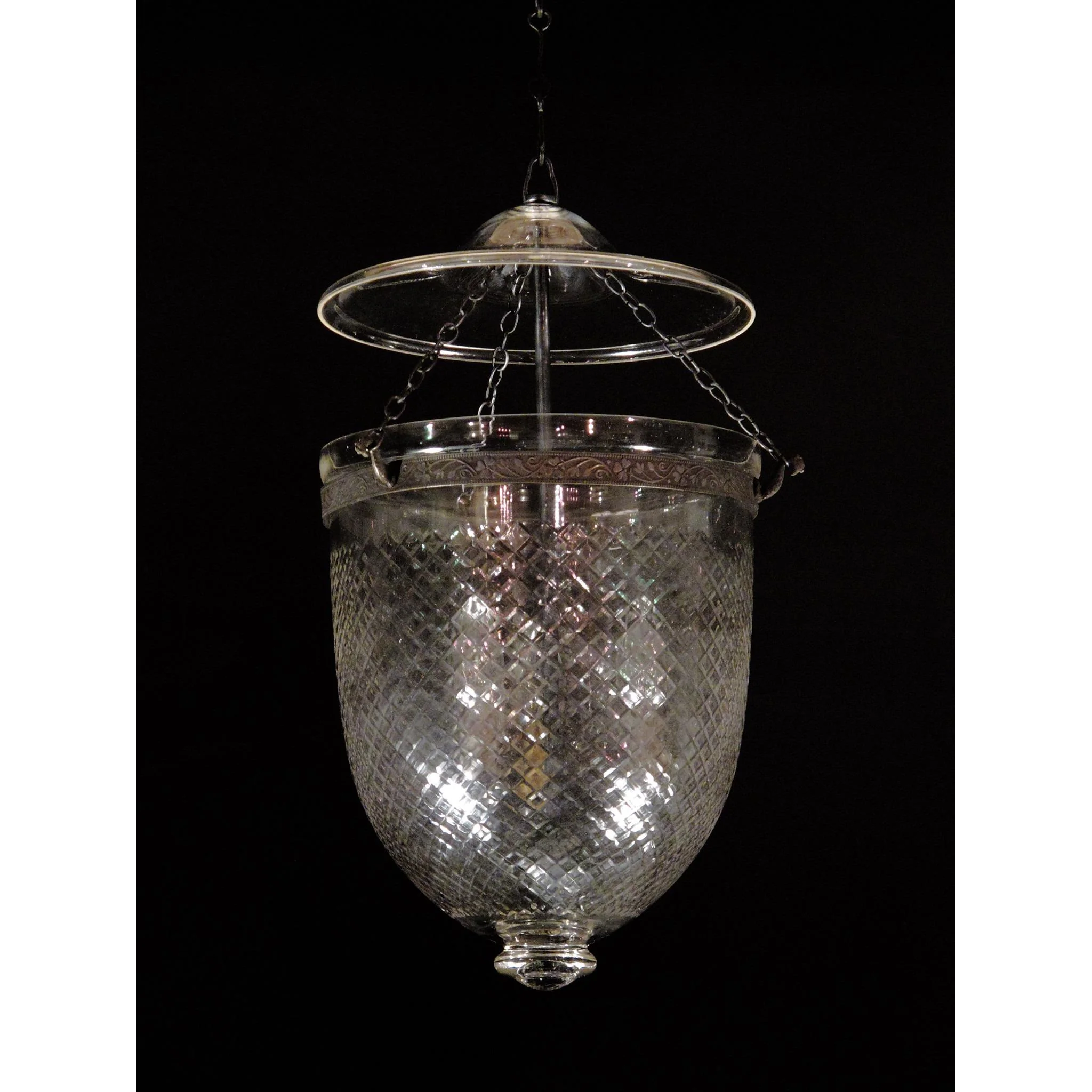 Diamond Cut Glass Hundi Lamp includes wired Fitting