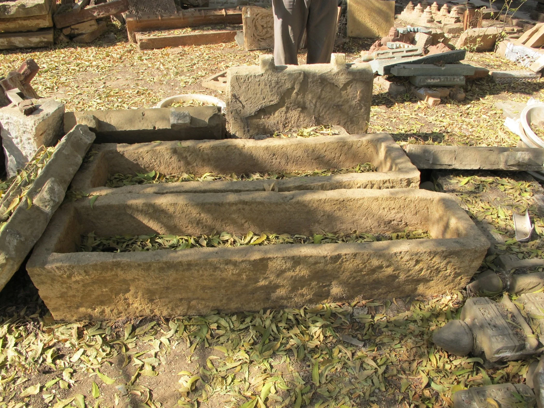 Carved Stone Water Channel - 19thC - With Feet - Image 4