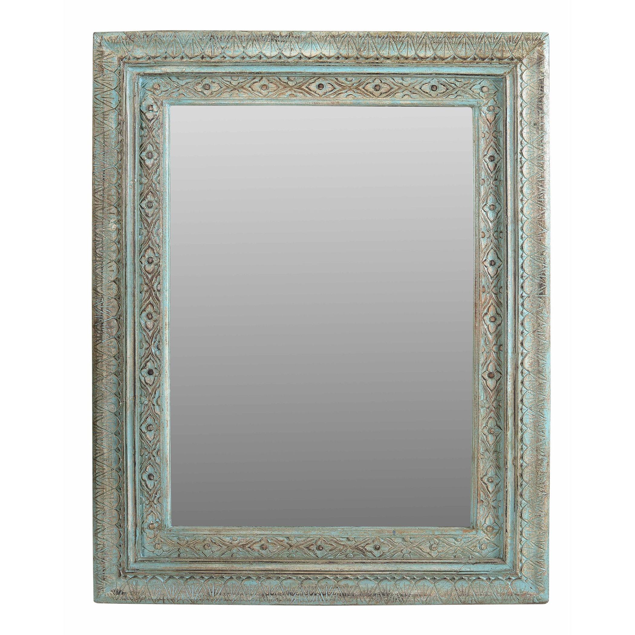 Carved Mango Wood Mirror Frame with Painted Finish