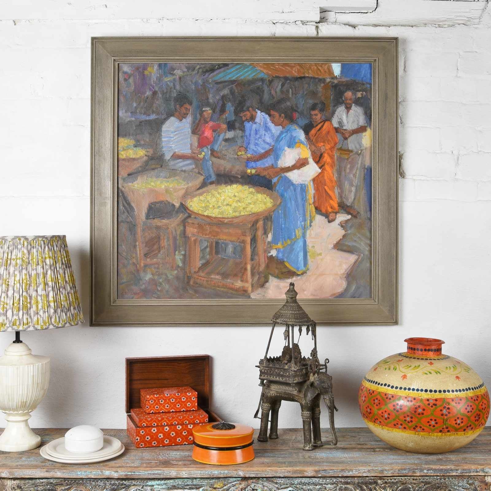 Indian Orange Lacquer Pot - Image 3