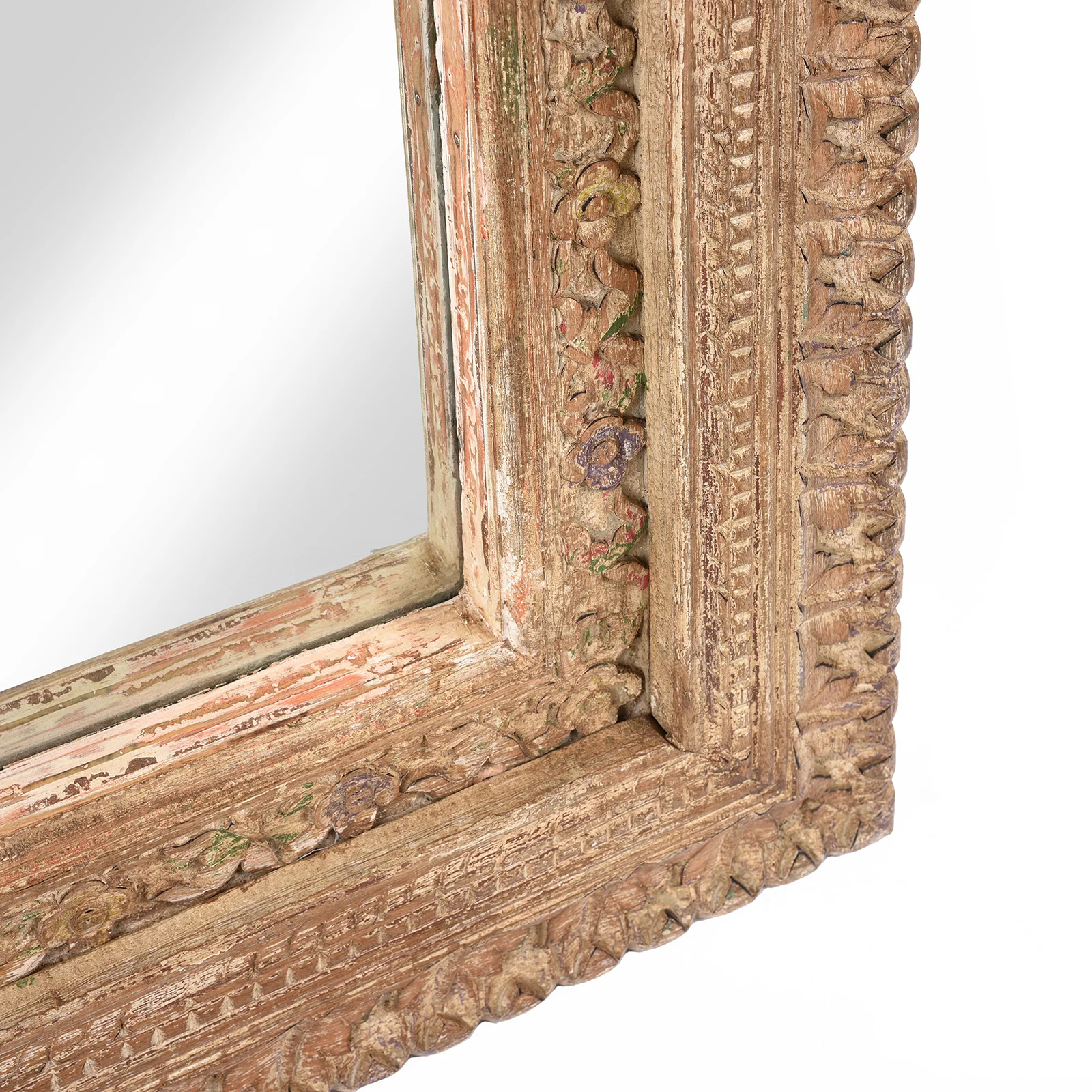 Carved Large Mihrab Mirror - Limed And Painted Finish - Image 6