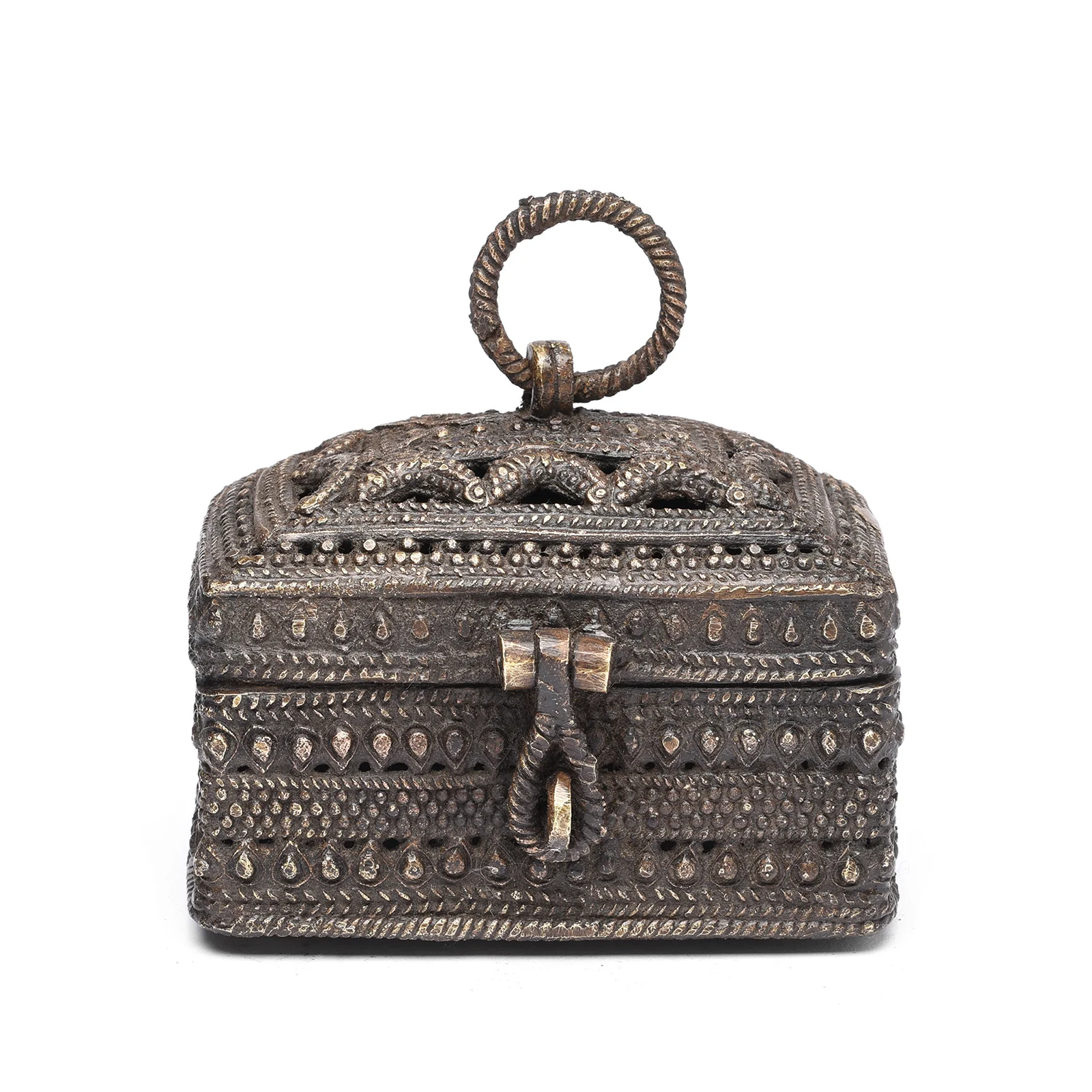 Brass Dhokra Work Money Box From Orissa - 1960's