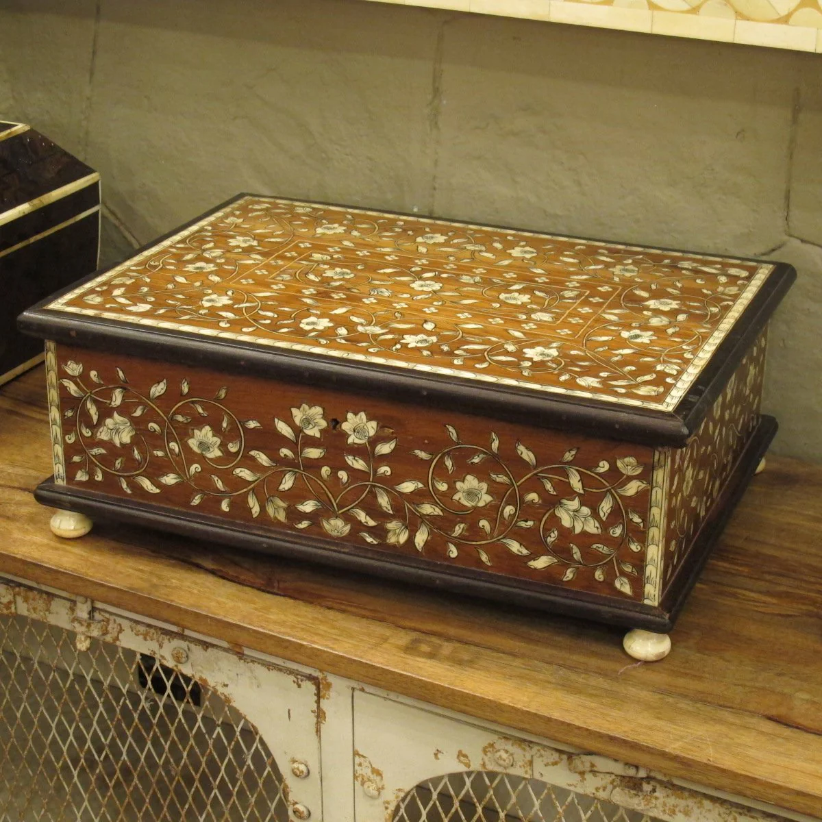 Teakwood Jewellery Box With Bone Inlay - Image 2