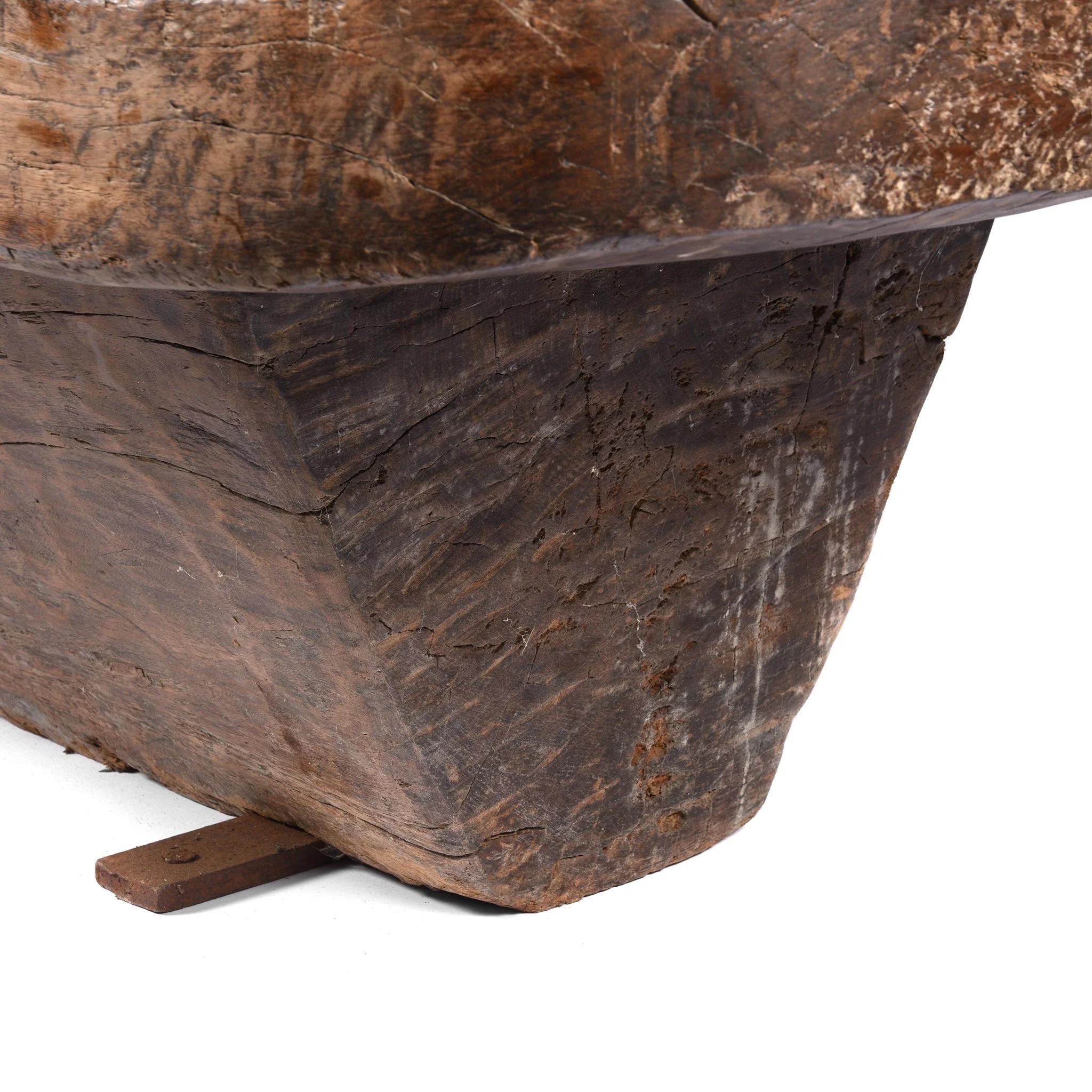 Carved Teak Mortar Table From Nagaland - Ca 100 Yrs Old - Image 8