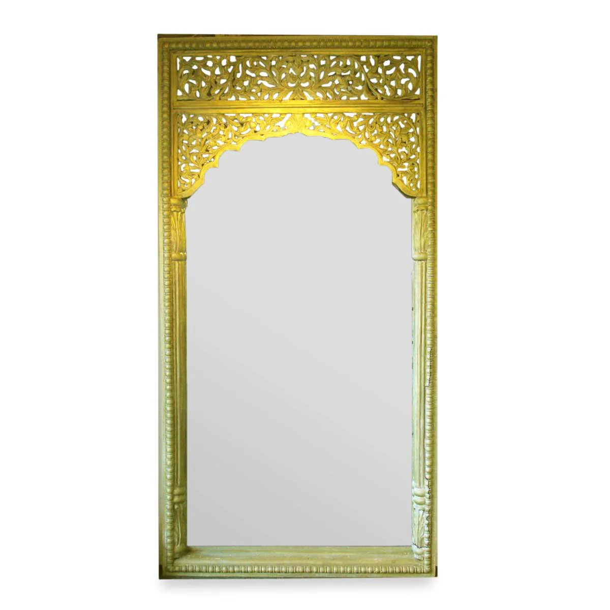Carved Indian Mango Mirror From Rajasthan