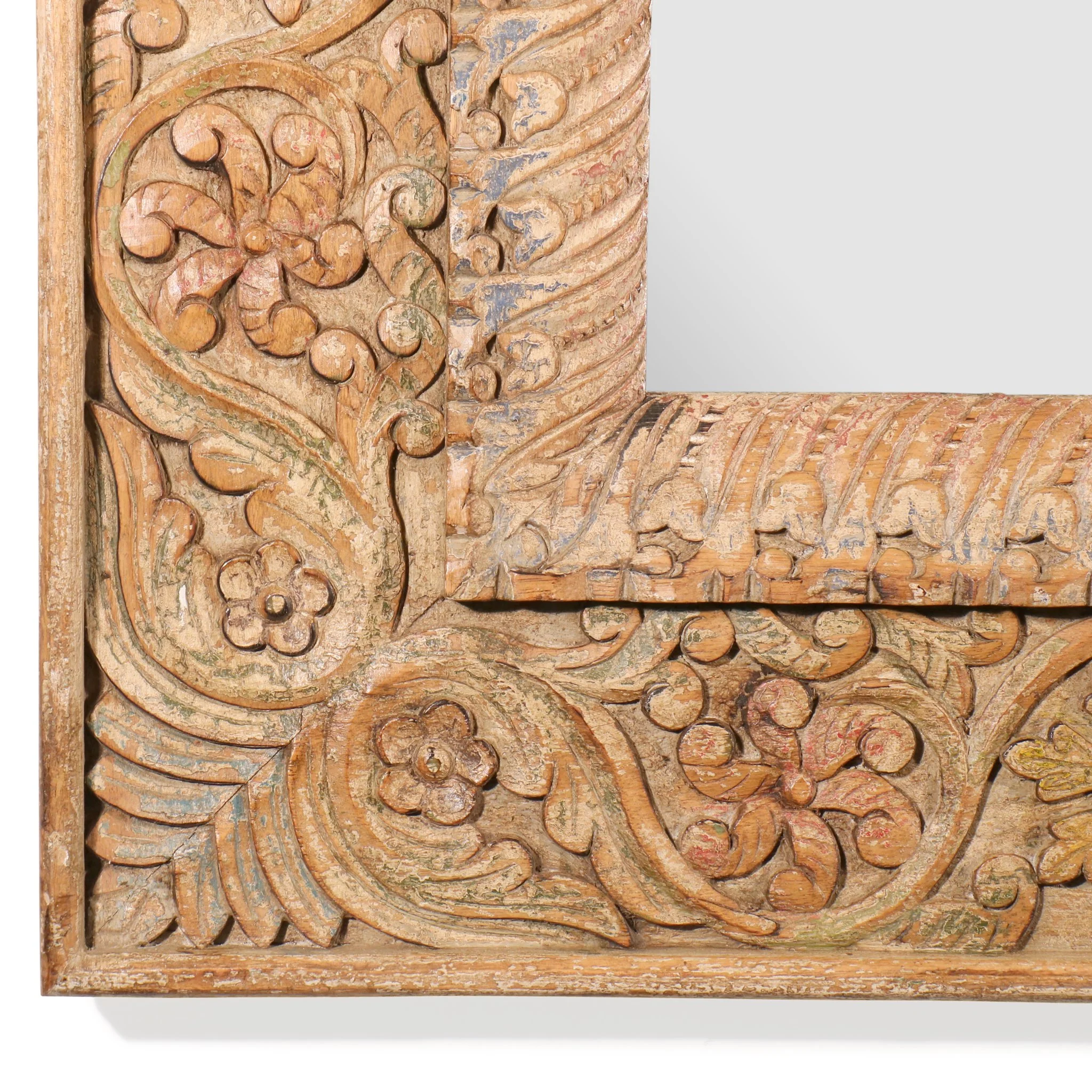 Carved Indian Mango Wood Mirror - Image 3
