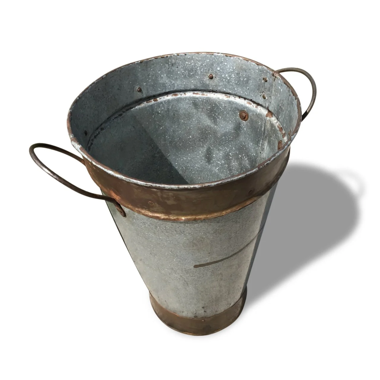Vintage Galvanised Iron Tapered Bucket From Rajasthan - Image 4