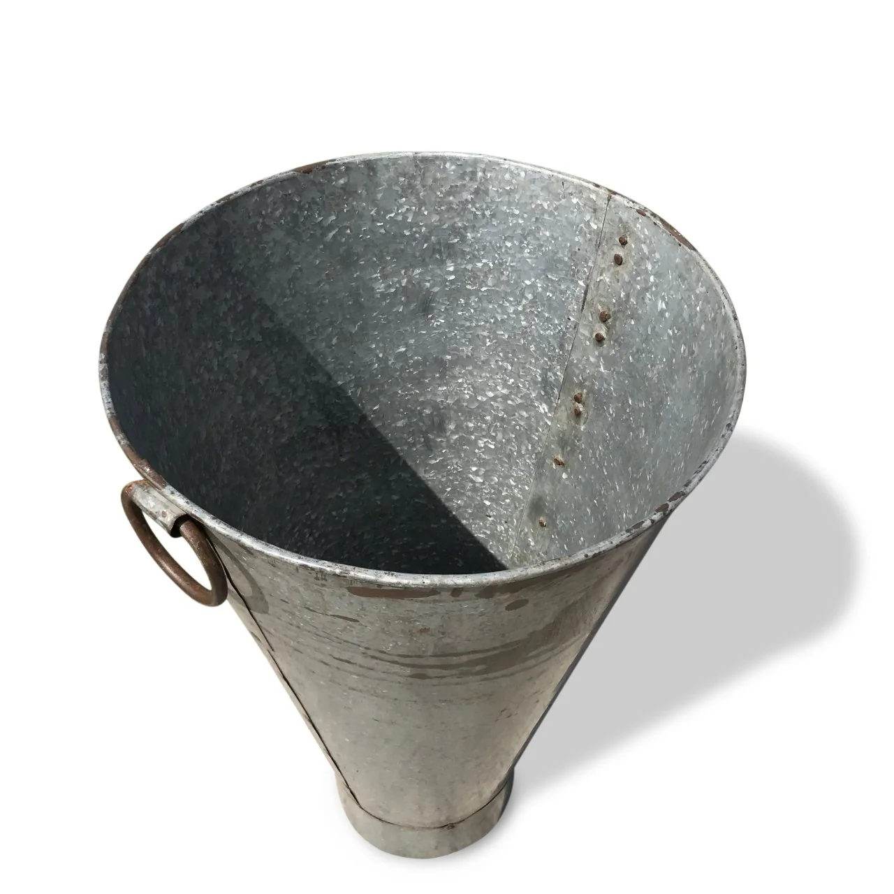 Old Galvanised Iron Tapered Bucket From Rajasthan - Image 3