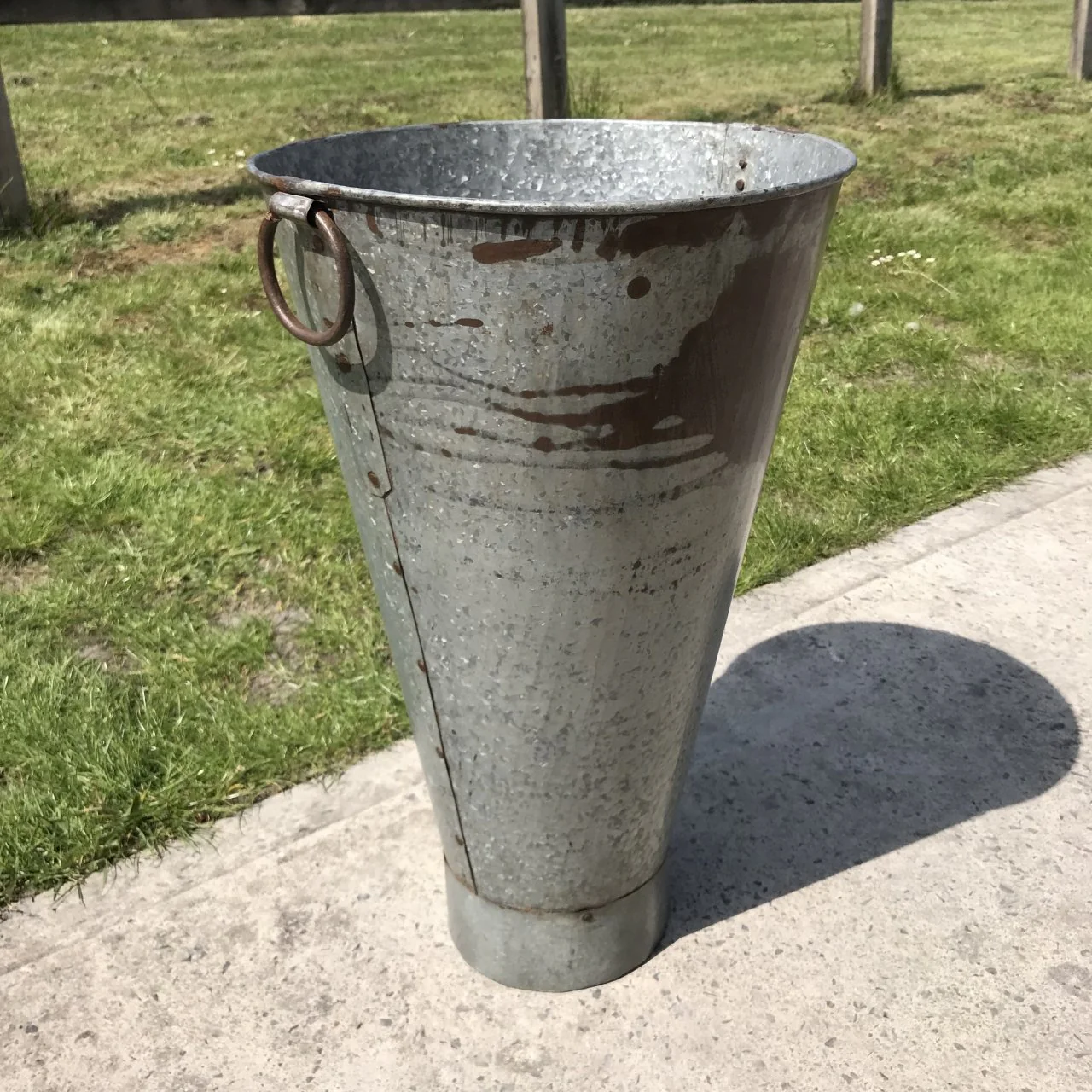 Old Galvanised Iron Tapered Bucket From Rajasthan - Image 4