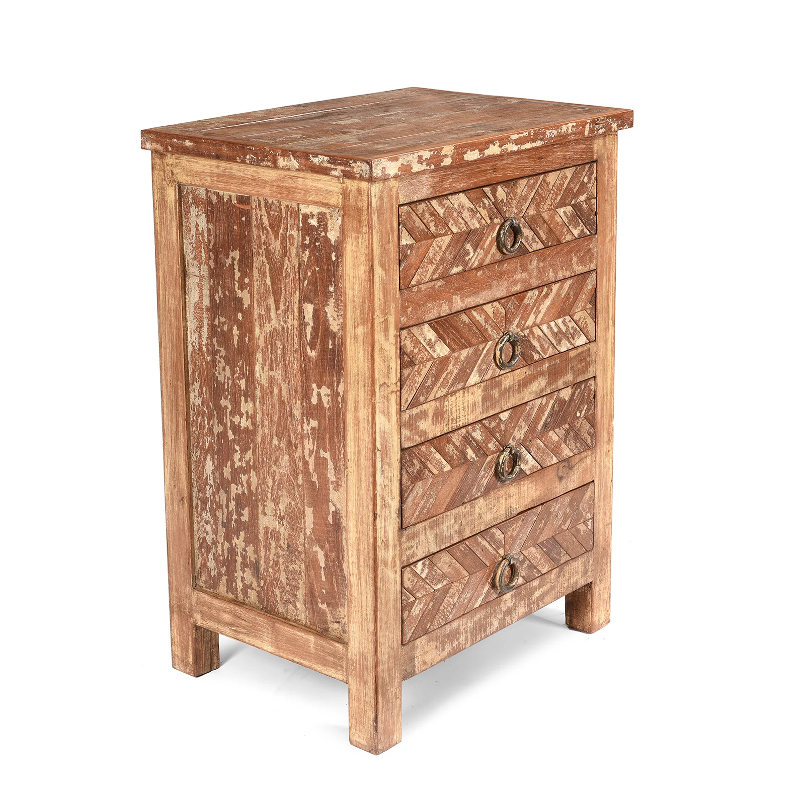 4 Drawer Bedside Cabinet Made From Reclaimed Teak - Image 2
