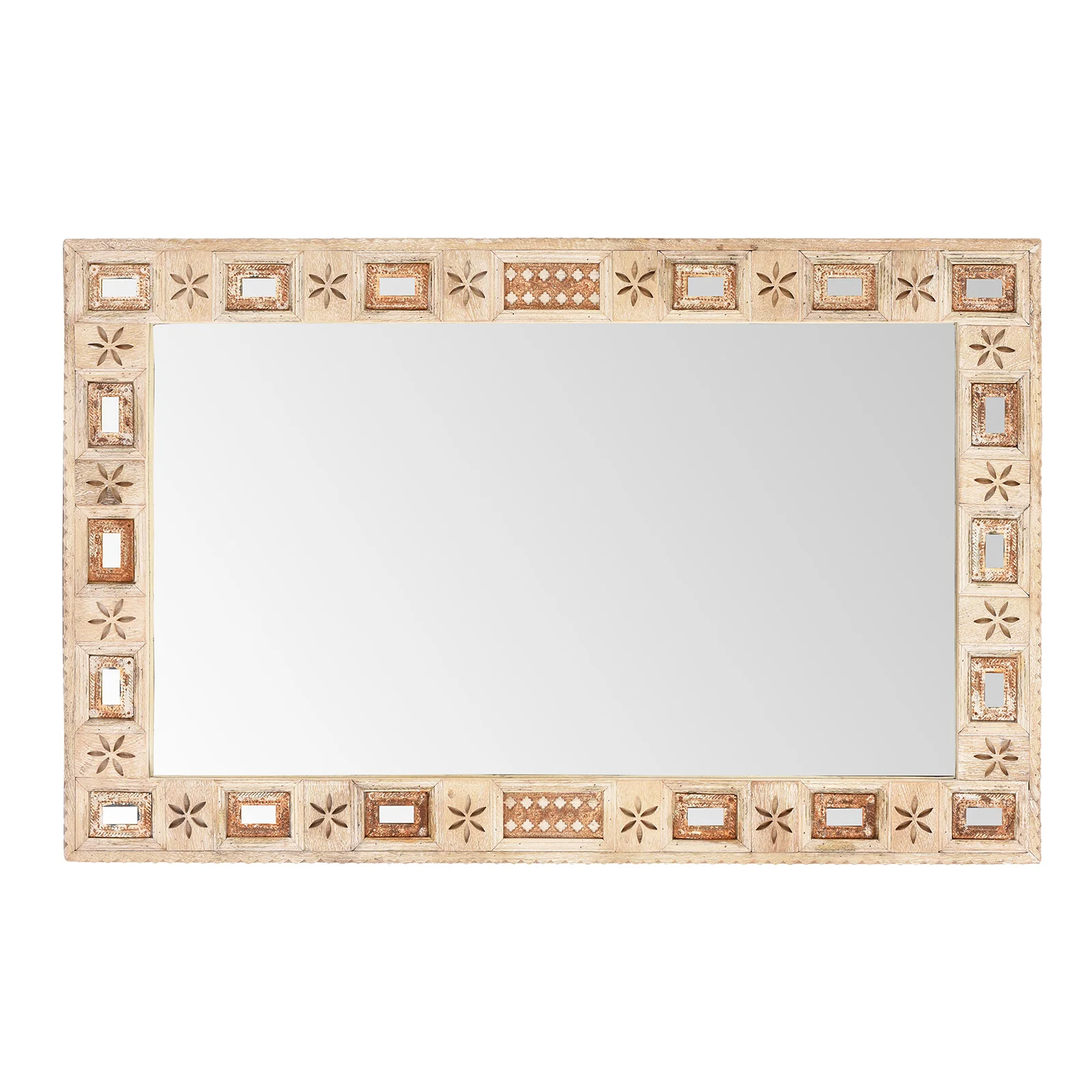 Indian Mango Wood Mirror - Kutchi Style - Image 3
