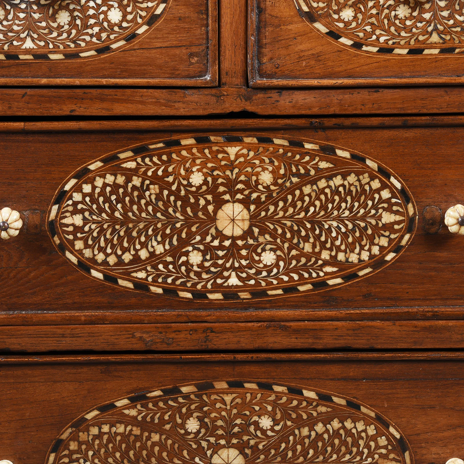 Anglo Indian Bone Inlay Glazed Cabinet - 19th Century - Image 10