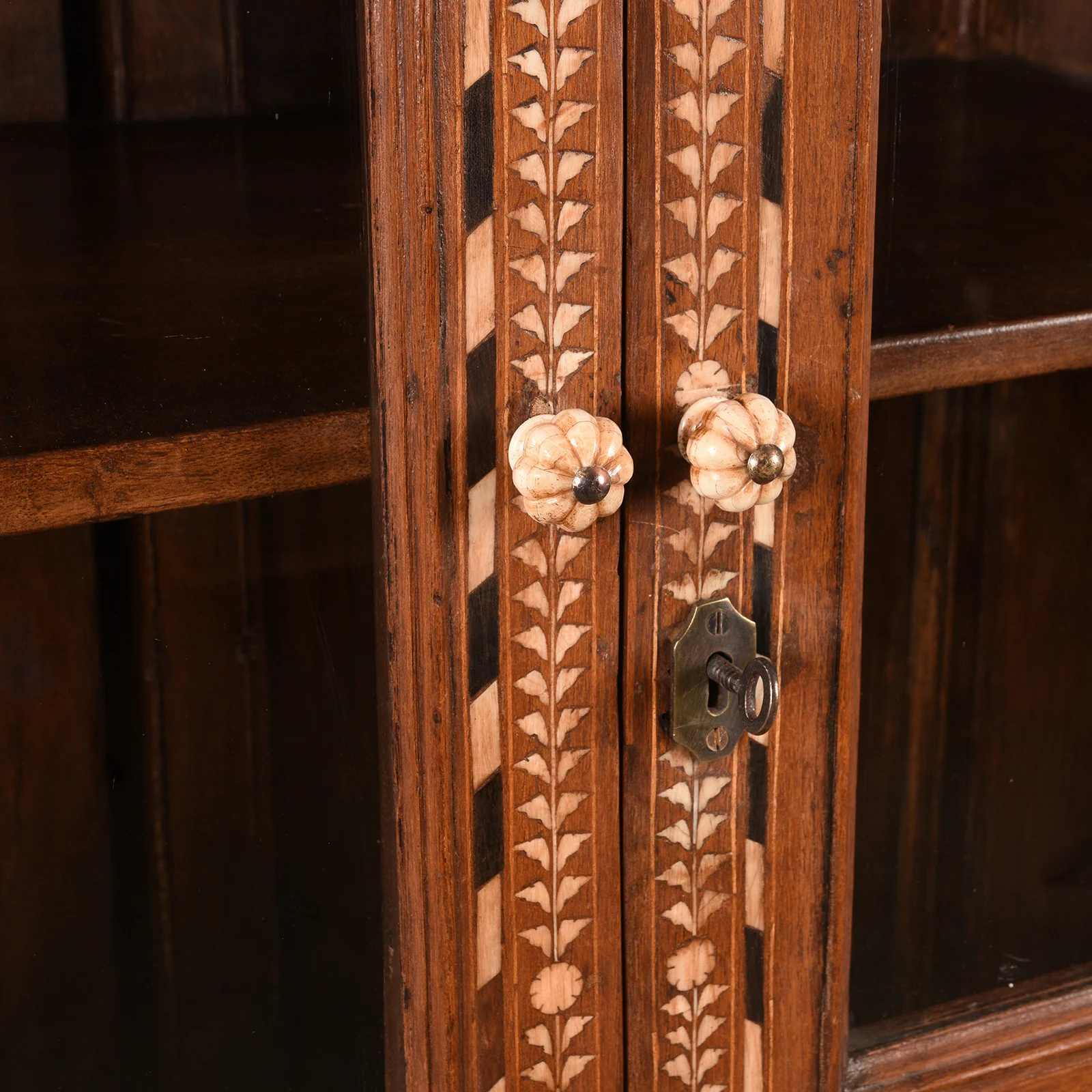 Anglo Indian Bone Inlay Glazed Cabinet - 19th Century - Image 6