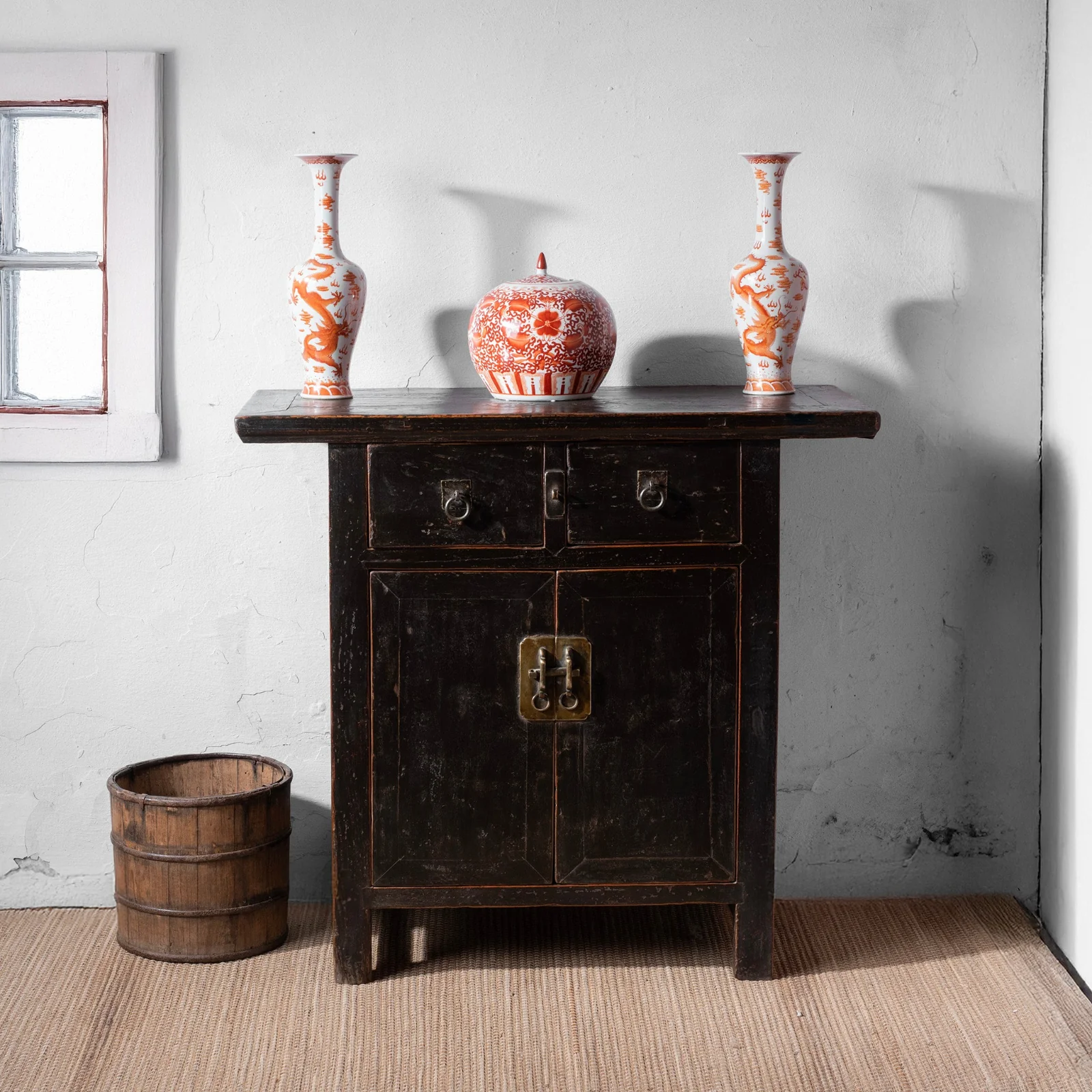 Black Side Cabinet From Provincial Shanxi - 19th Century