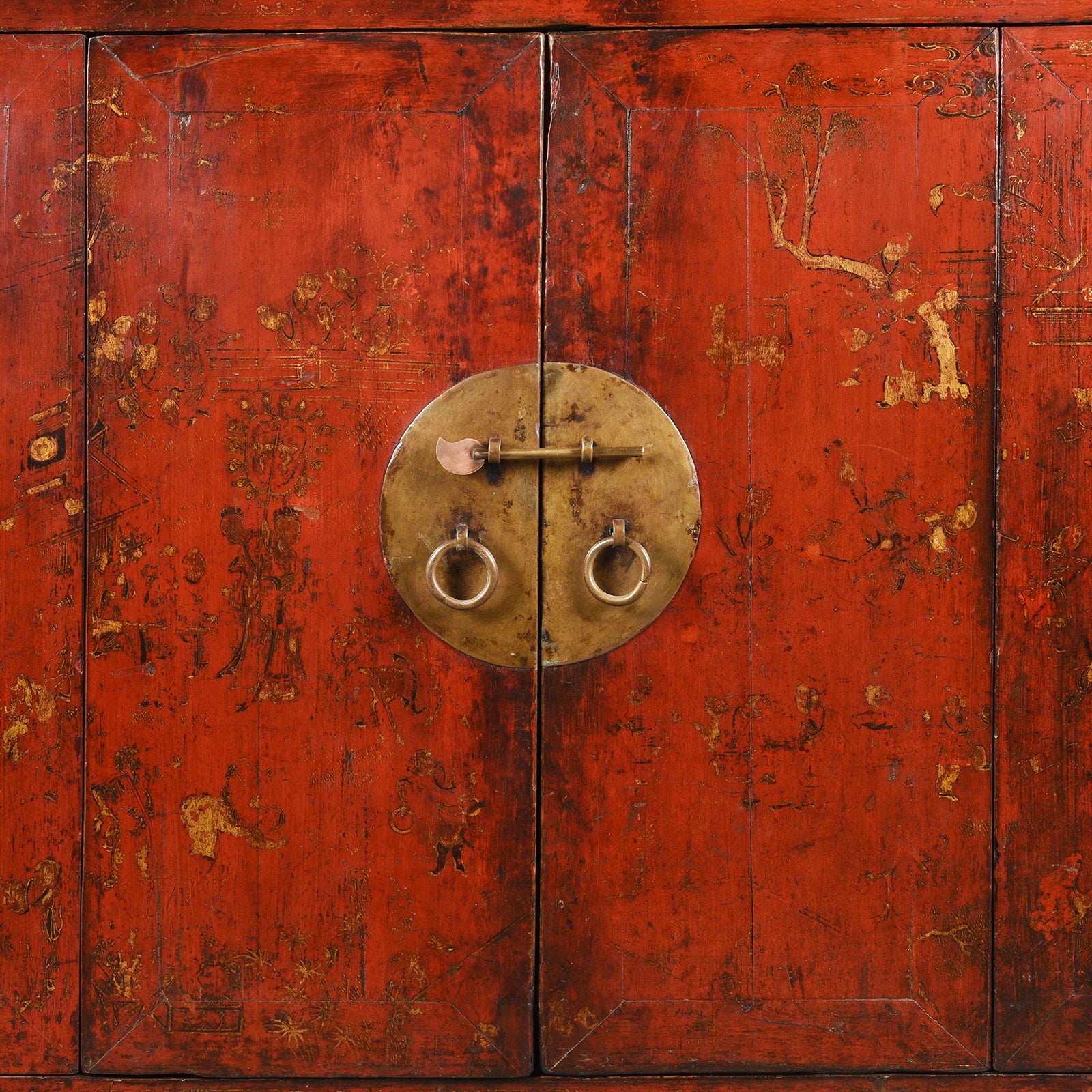 Chinese Gilt Red Lacquer Cabinet From Gansu - 19thC - Image 2