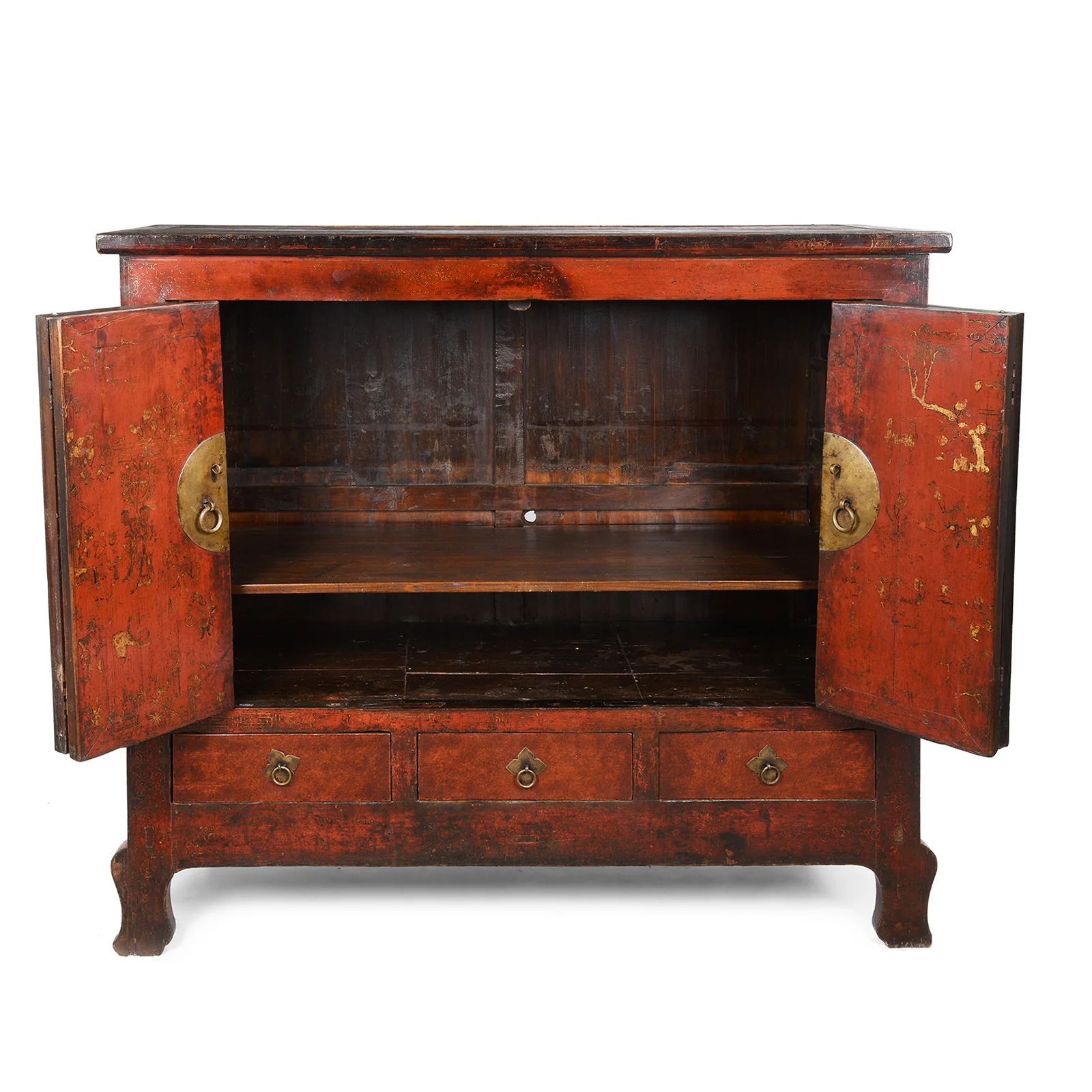 Chinese Gilt Red Lacquer Cabinet From Gansu - 19thC - Image 3
