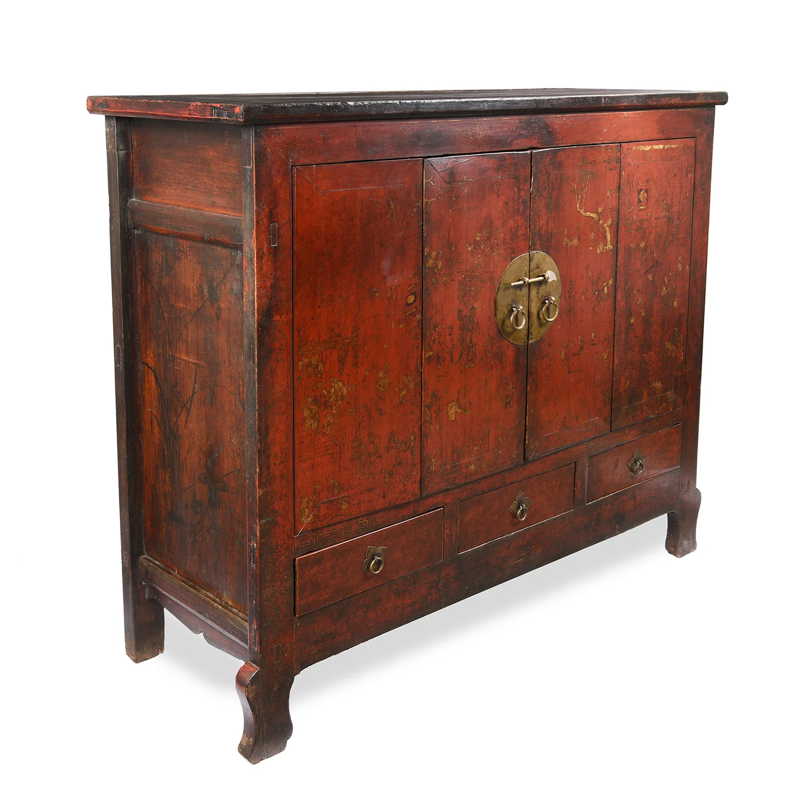 Chinese Gilt Red Lacquer Cabinet From Gansu - 19thC - Image 4