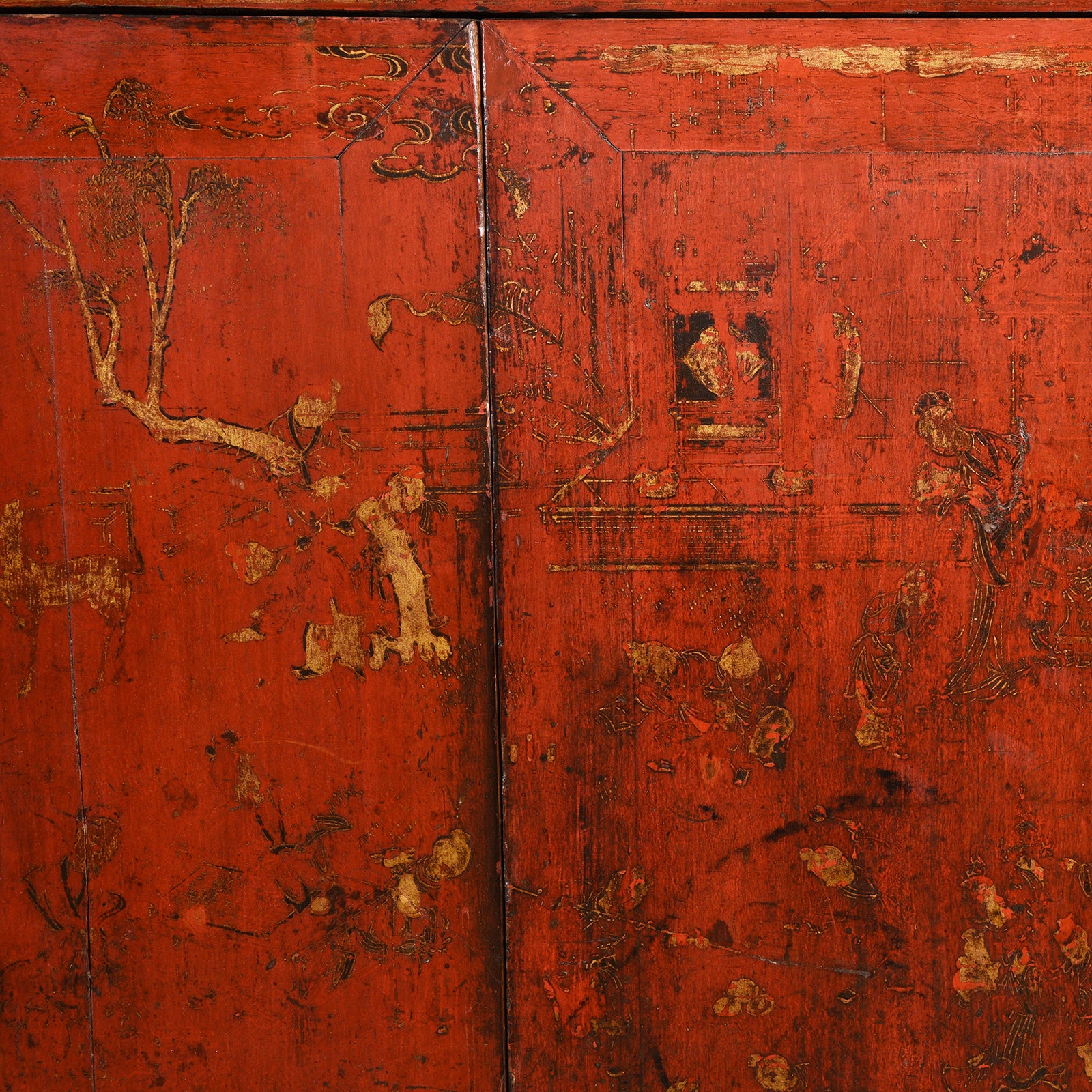 Chinese Gilt Red Lacquer Cabinet From Gansu - 19thC - Image 5