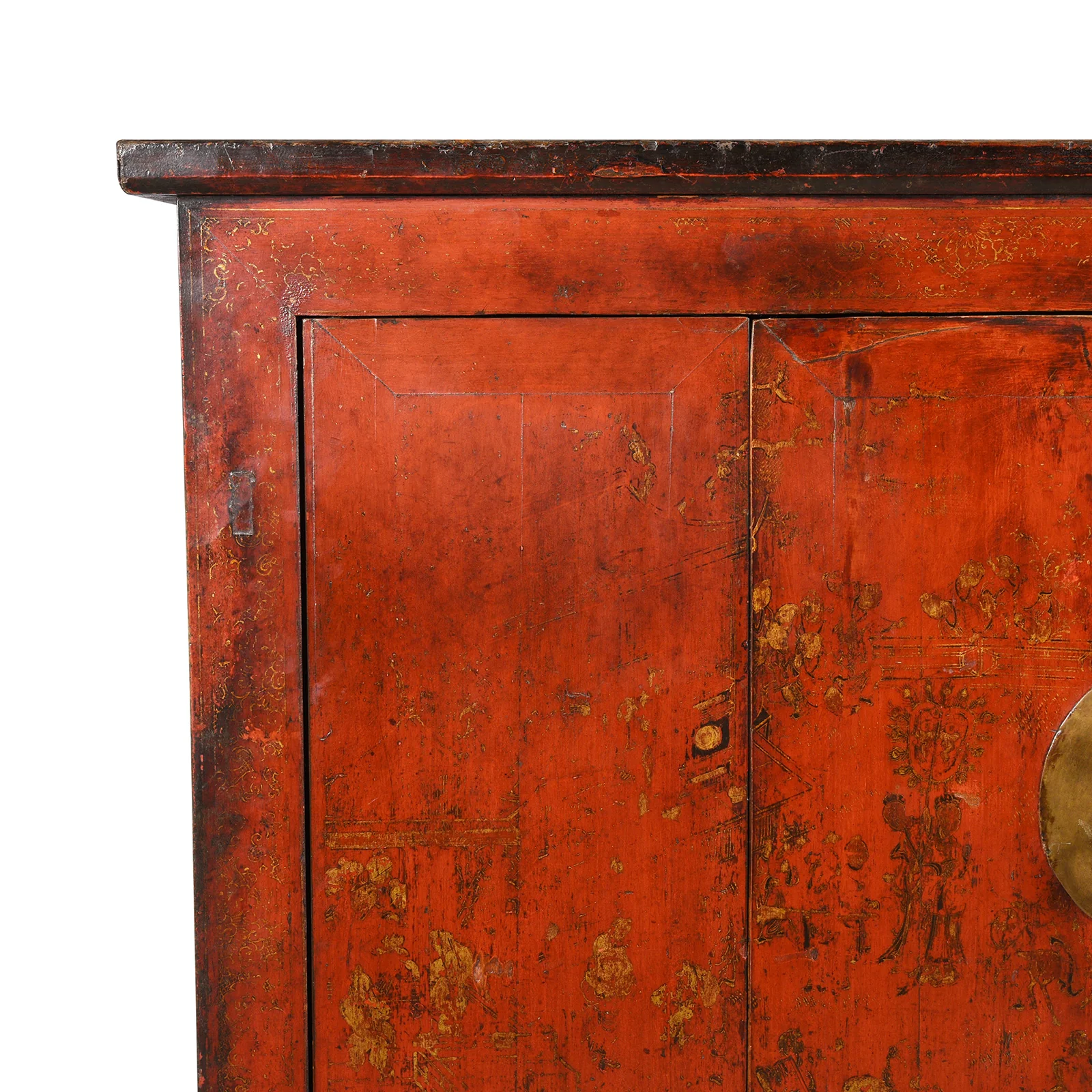 Chinese Gilt Red Lacquer Cabinet From Gansu - 19thC - Image 6