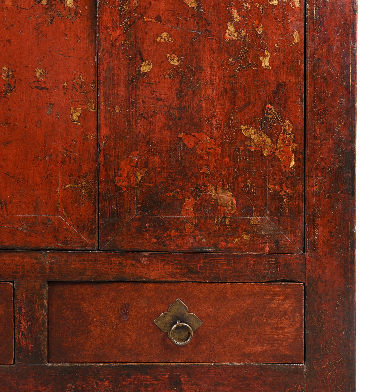 Chinese Gilt Red Lacquer Cabinet From Gansu - 19thC - Image 8
