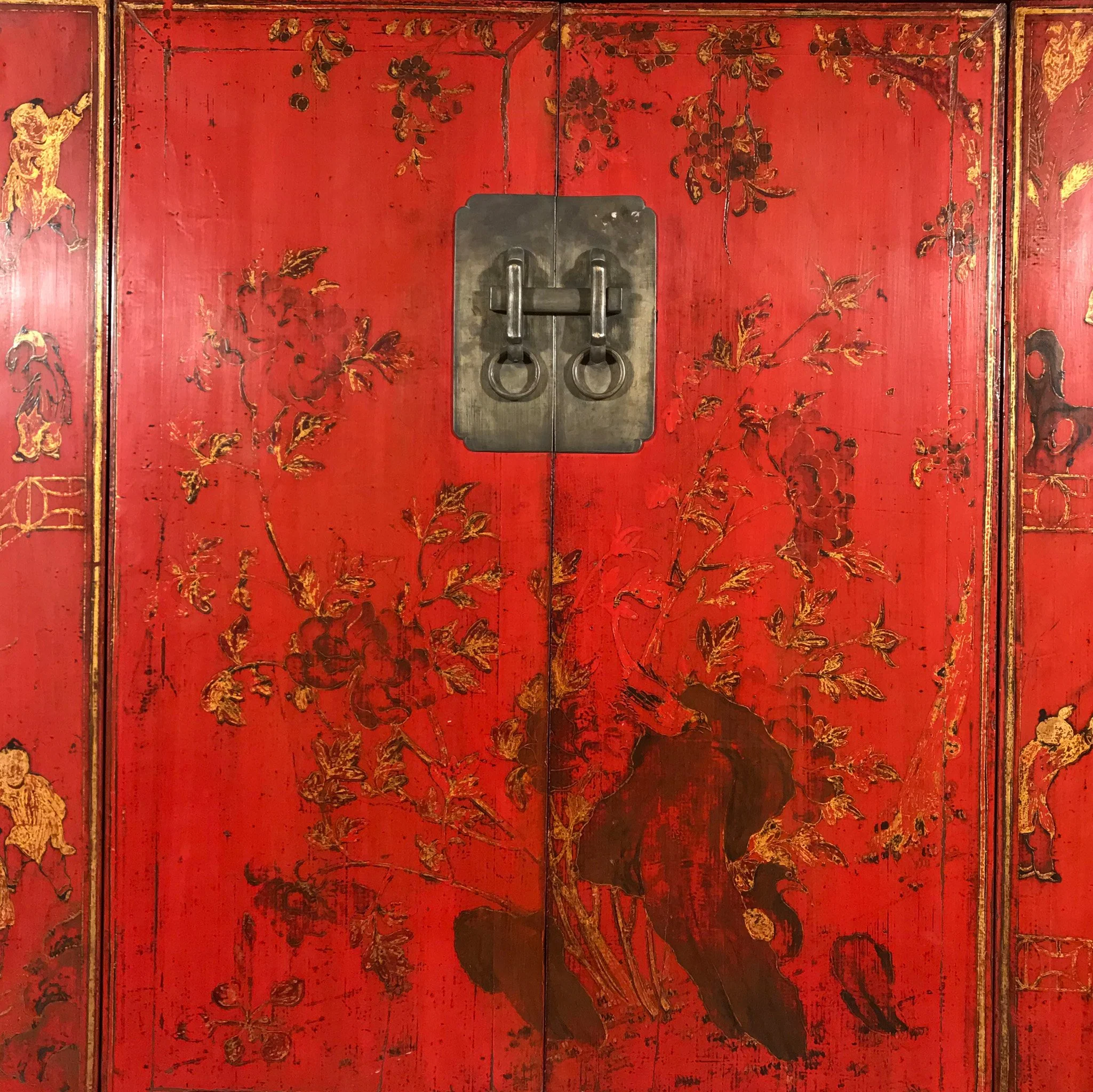 Red Lacquer Wedding Cabinet From Shanxi - 19thC - Image 2