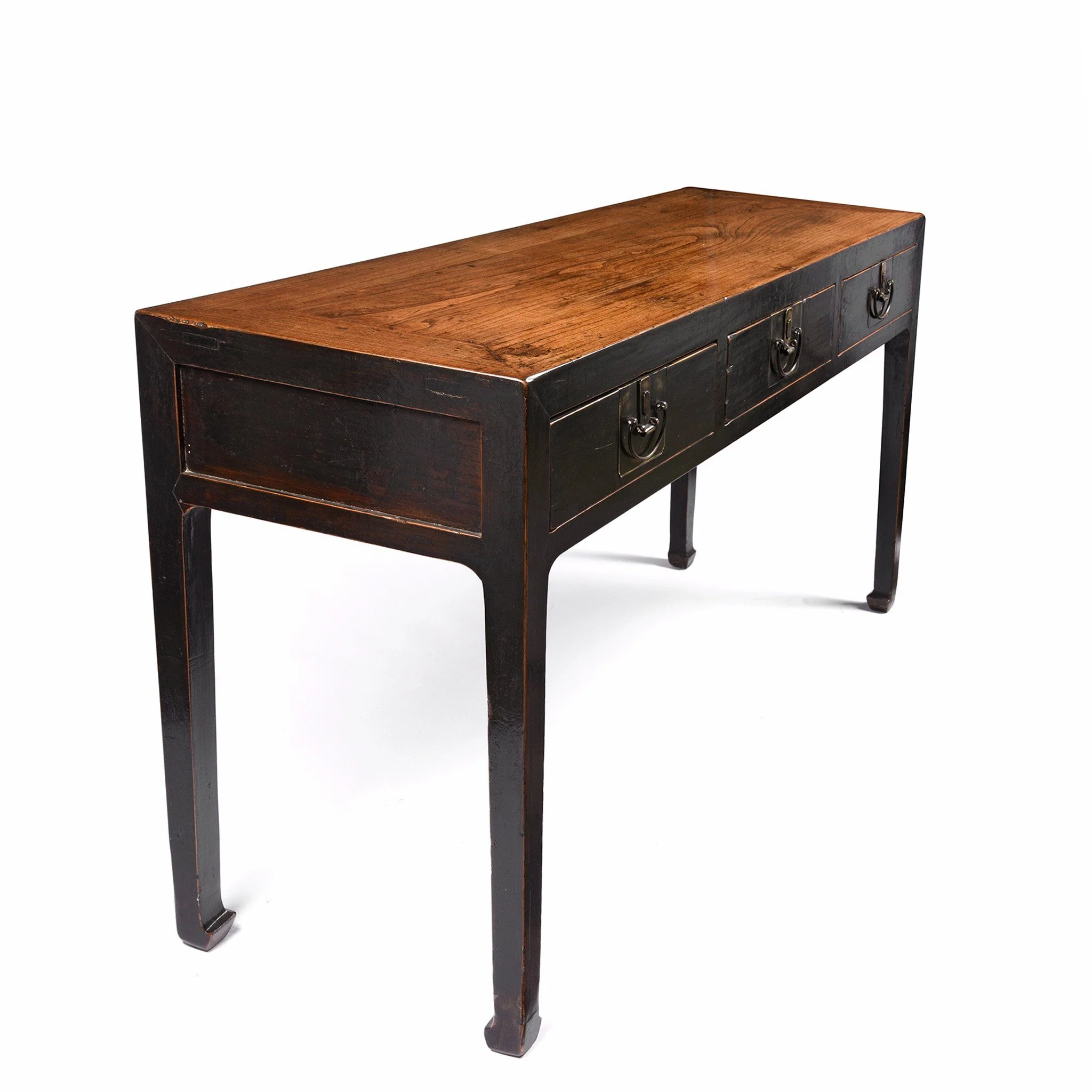 3 Drawer Console Table With Dark Lacquer - 19thC - Image 2
