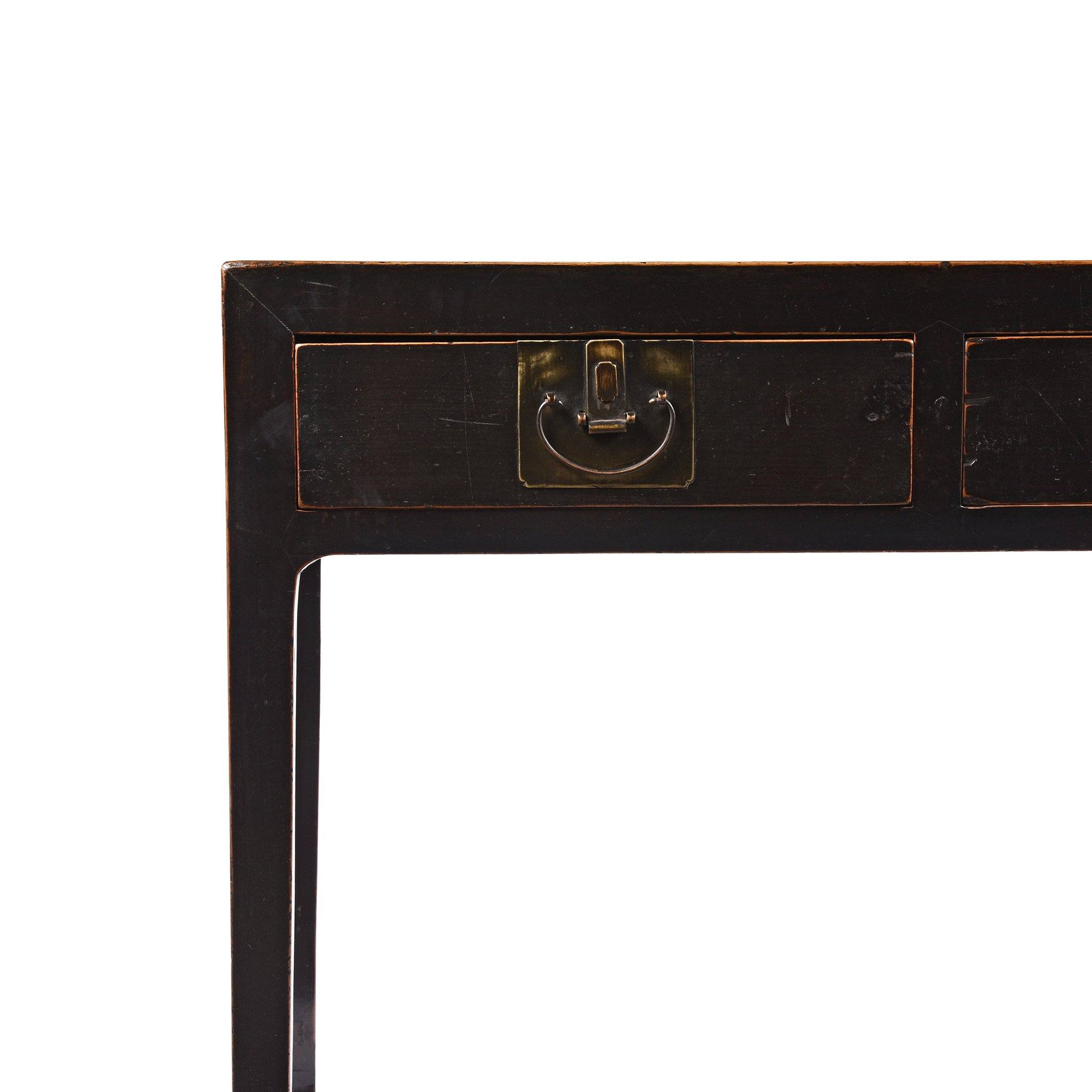 3 Drawer Console Table With Dark Lacquer - 19thC - Image 3