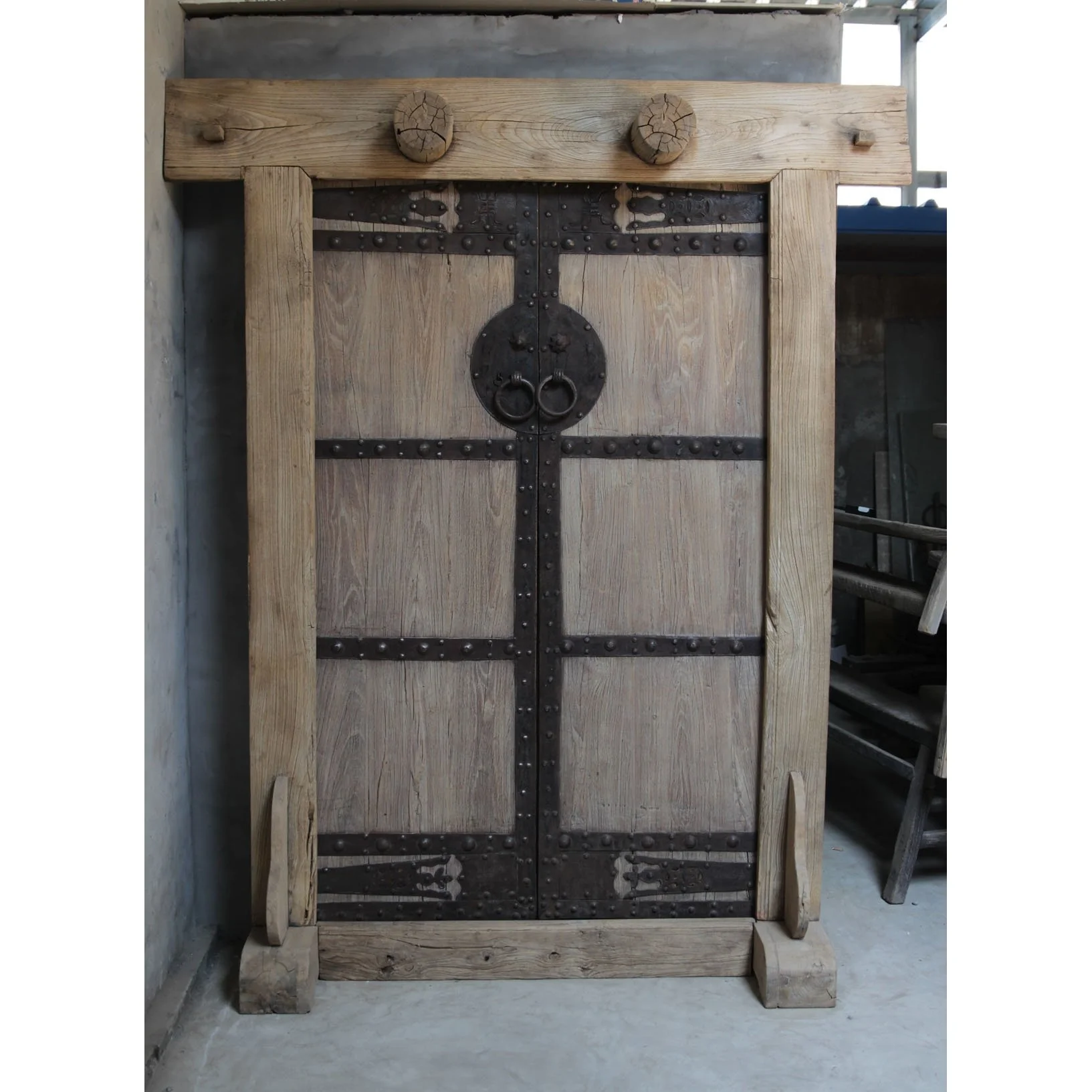 Elm Doors From Shanxi With Original Iron - 19thC