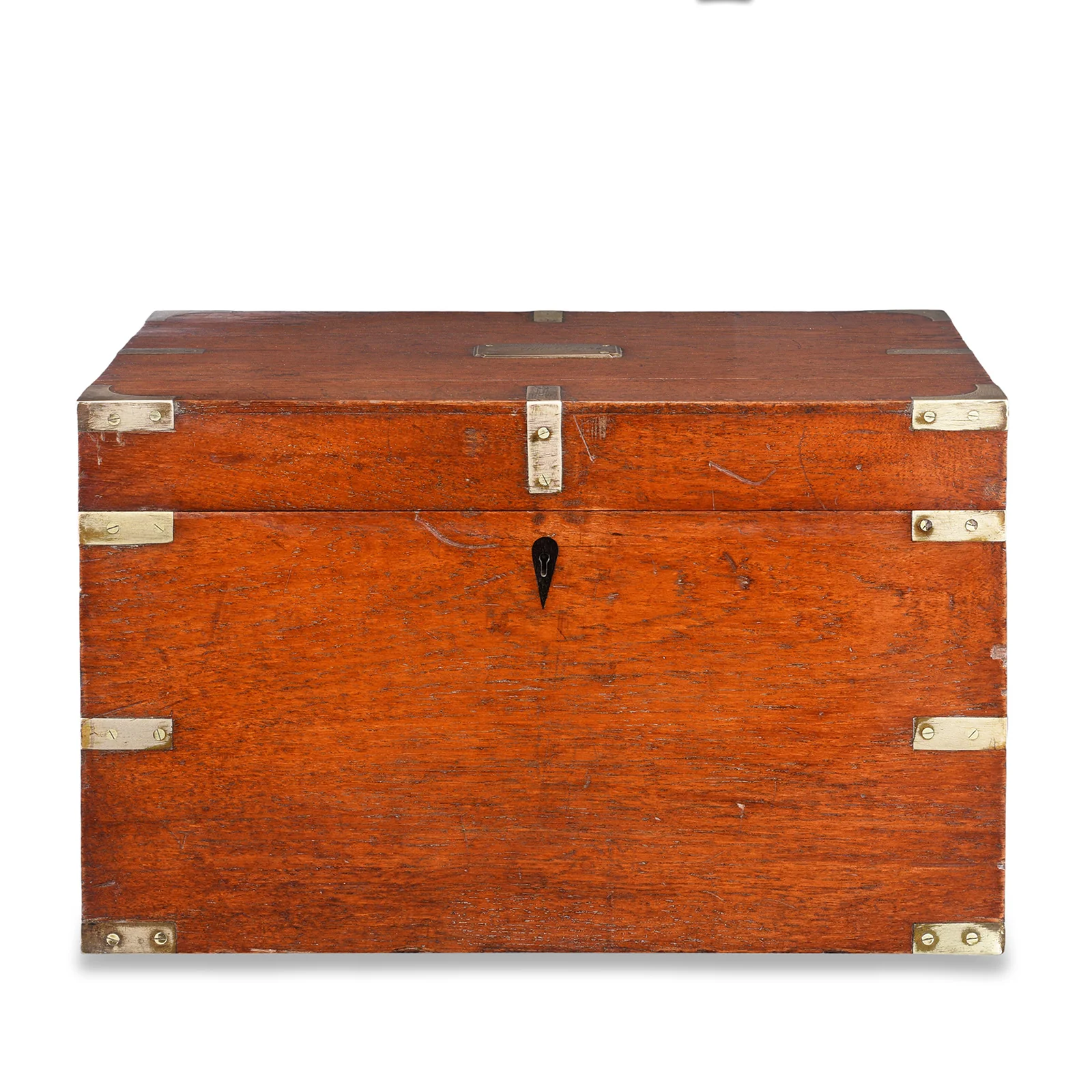 Brass Bound Teak Military Chest (Etched MacDonald) - 19th Century
