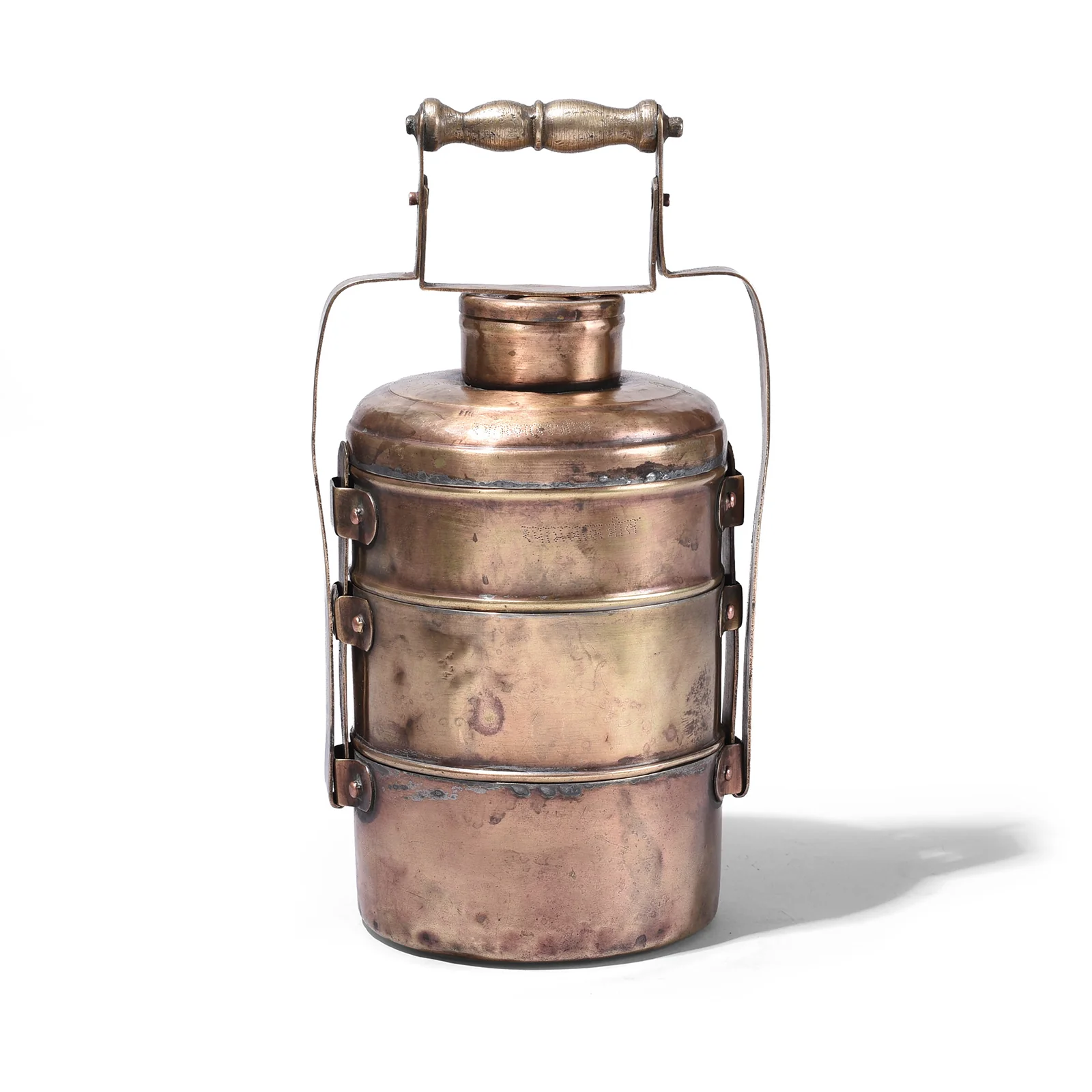 3 Tier Brass Tiffin Box - Ca 1900