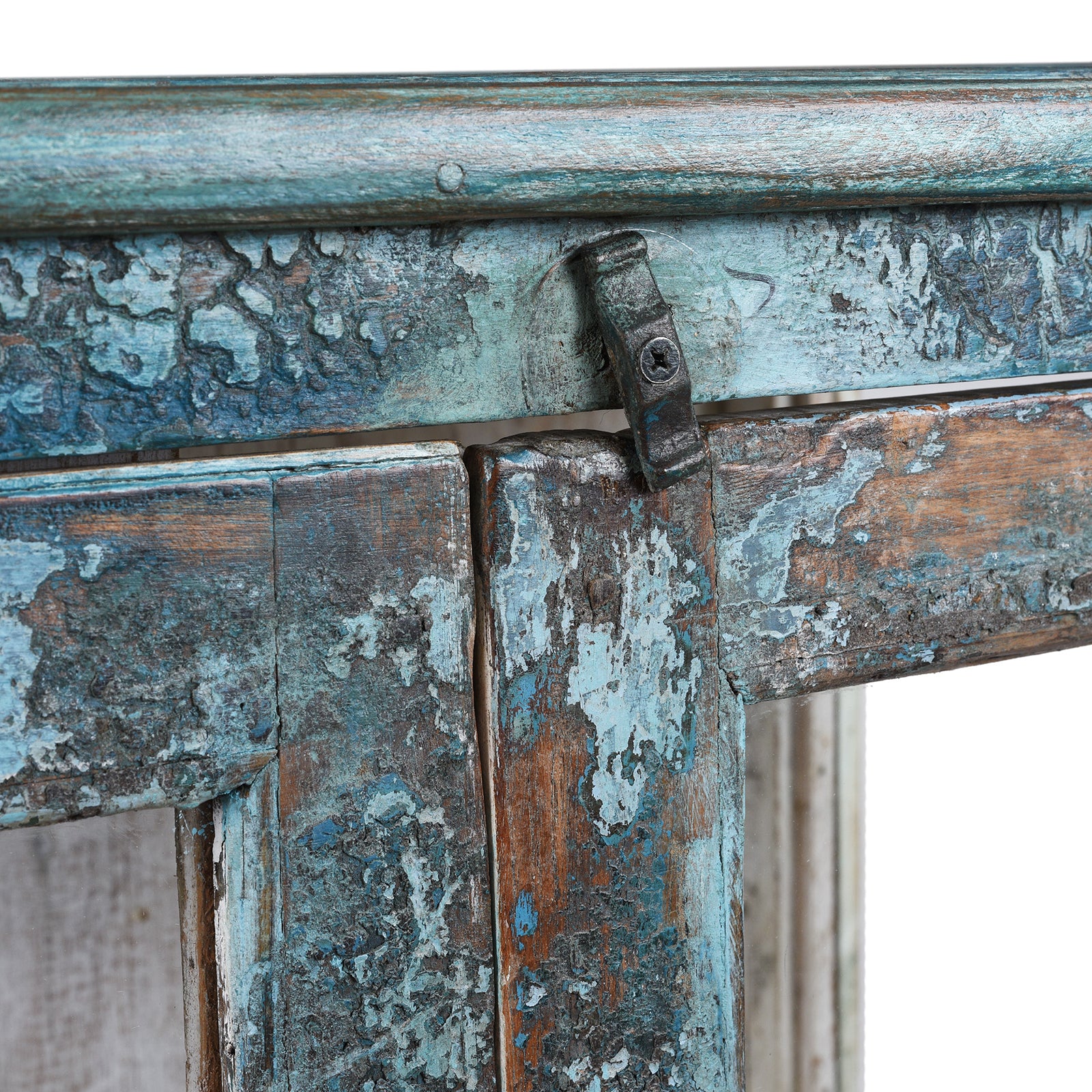 Blue Painted Glazed Side Cabinet From Gujarat - Ca 1910 - Image 6